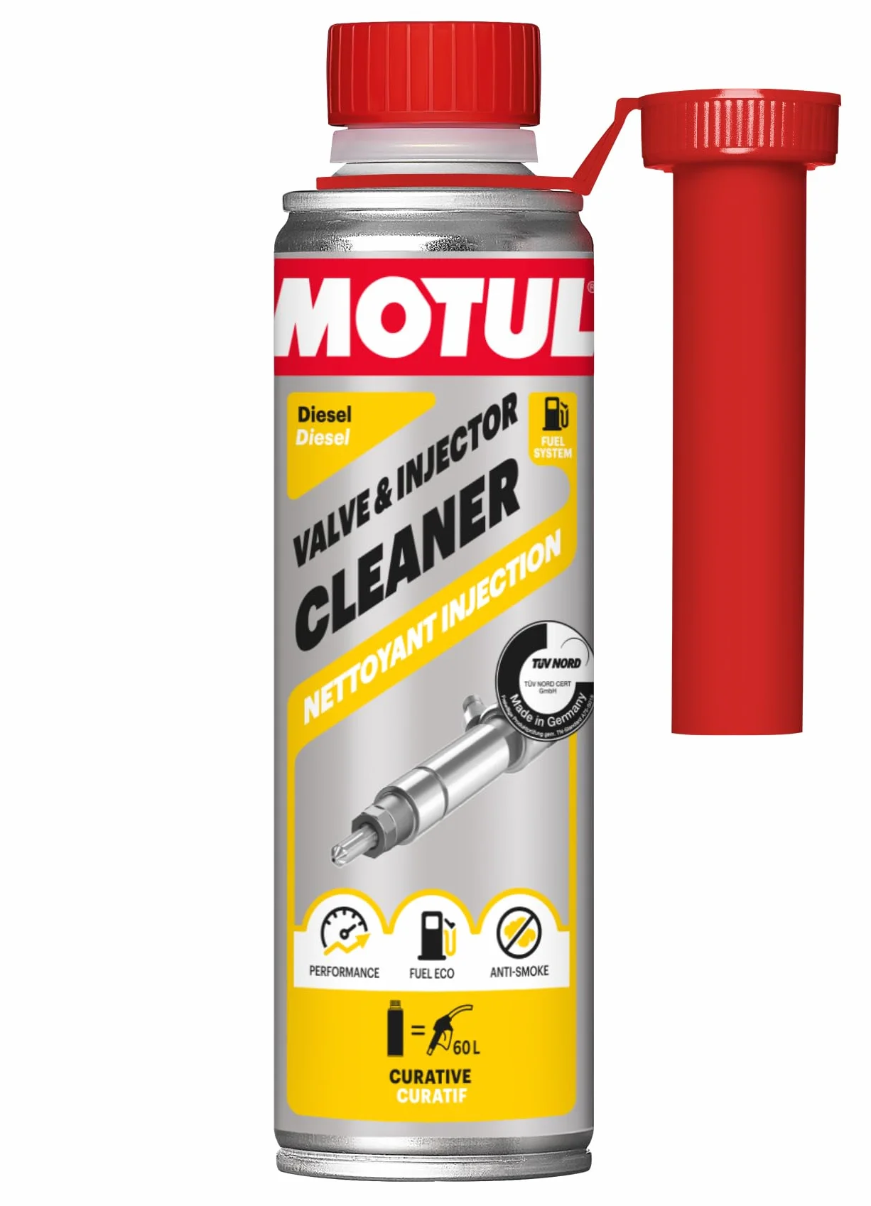 Motul - Detergente Iniettori Diesel - Additivo Curativo per Motori a Diesel - Riduzione dei Consumi e delle Emissioni - Ideale Prima della Revisione - Valve & Injector Cleaner Diesel - 300 ml