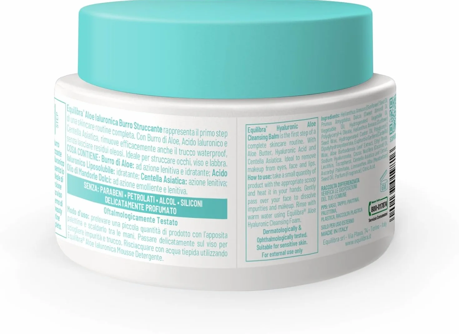 Equilibra Aloe Ialuronica Burro Struccante Viso 80ml z Aloe, Kwas Hialuronowy i Centella Asiatica