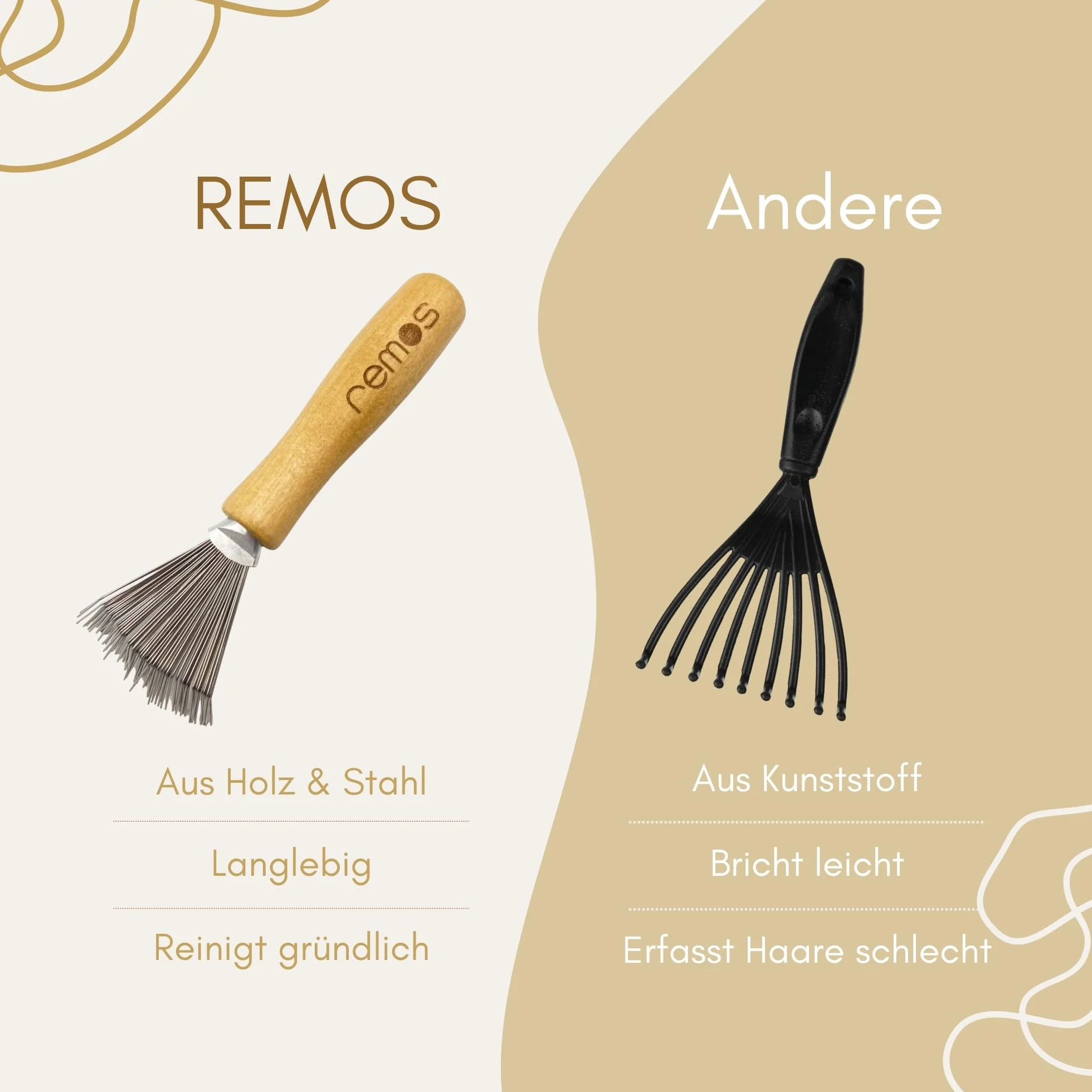 REMOS Detergente per spazzole in legno, pulizia efficace, zincatura metallo, manico ergonomico