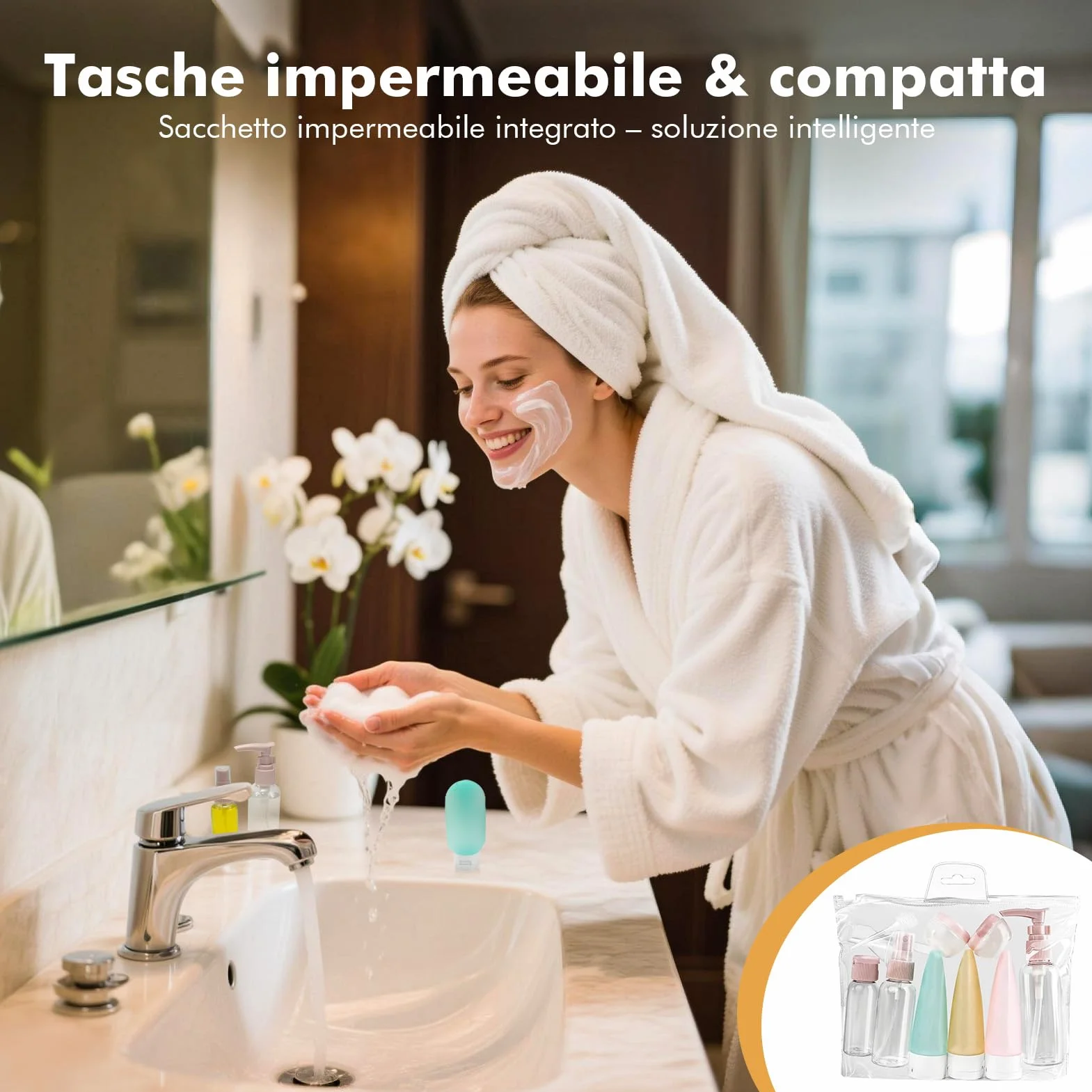 Bottiglie da viaggio, 11 pezzi set portatile da riempire Set di bottiglie di plastica flaconi viaggio ricaricabili Kit Contenitori da Viaggio Flaconi con Custodia per Shampoo, Liquidi and Lozione.