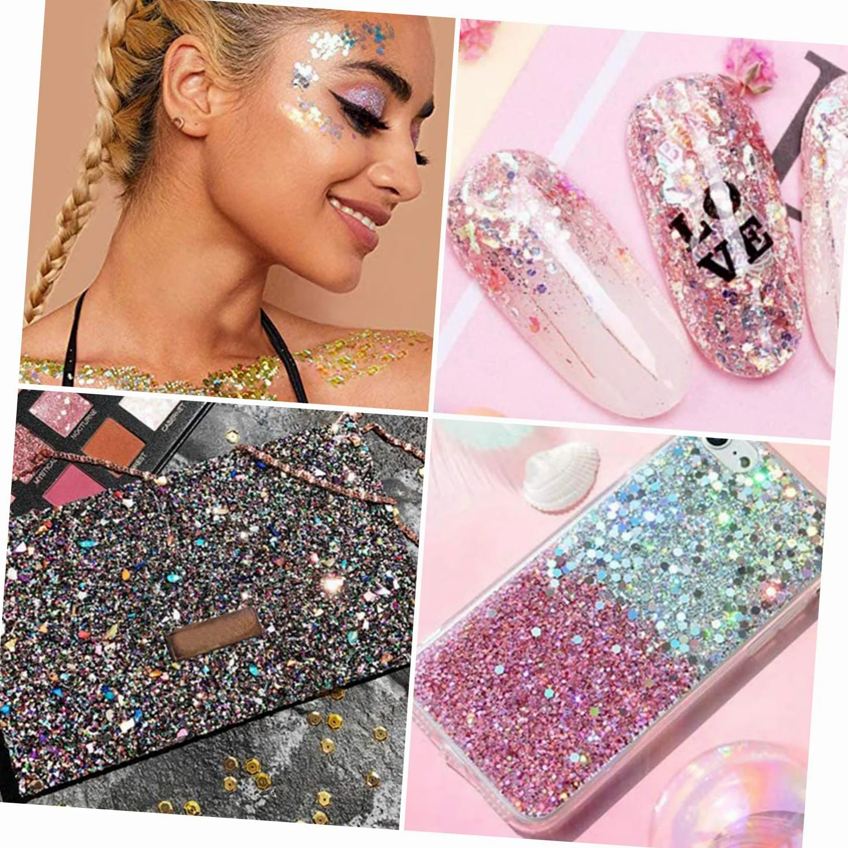 POPETPOP 3 Set Di Glitter Per Trucco Alla Moda Per Festival Viso Unghie Glitter Paillettes Glitter Per Corpo Per Feste E *3