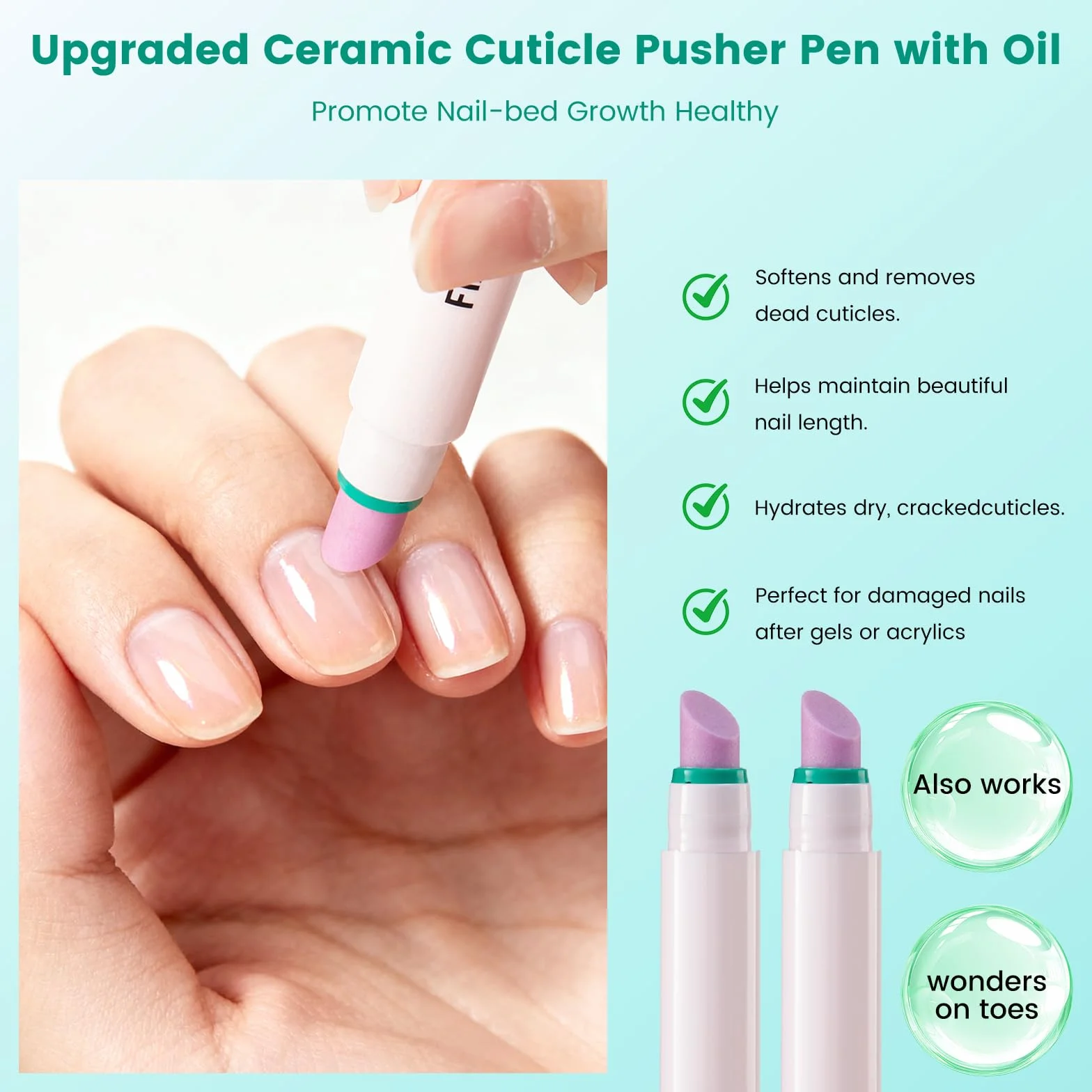 3 pennarelli per rimozione cuticole e olio per unghie: Penna per cura delle cuticole con punta in ceramica 3-in-1, olio per cuticole e spingi cuticole - Penna per la cura delle unghie e olio per