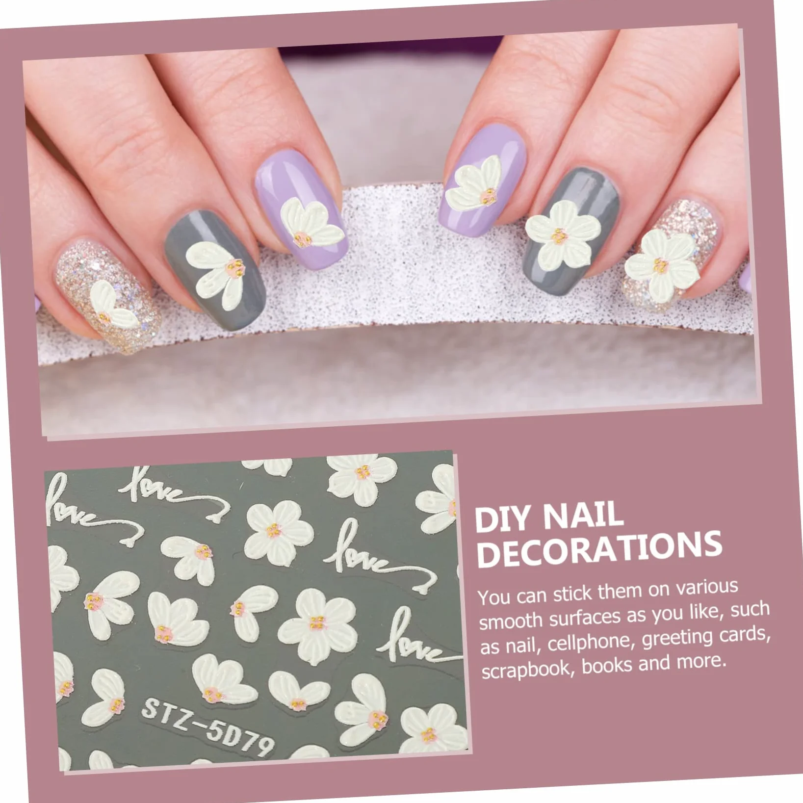 4 Set Adesivi Per Unghie Con Design Decorazioni Per Nail Art Per Donne E Ragazze Adesivi Autoadesivi Per Manicure Creativa E Personalizzata Per Domestico E Estetici 3 Fogli * 4