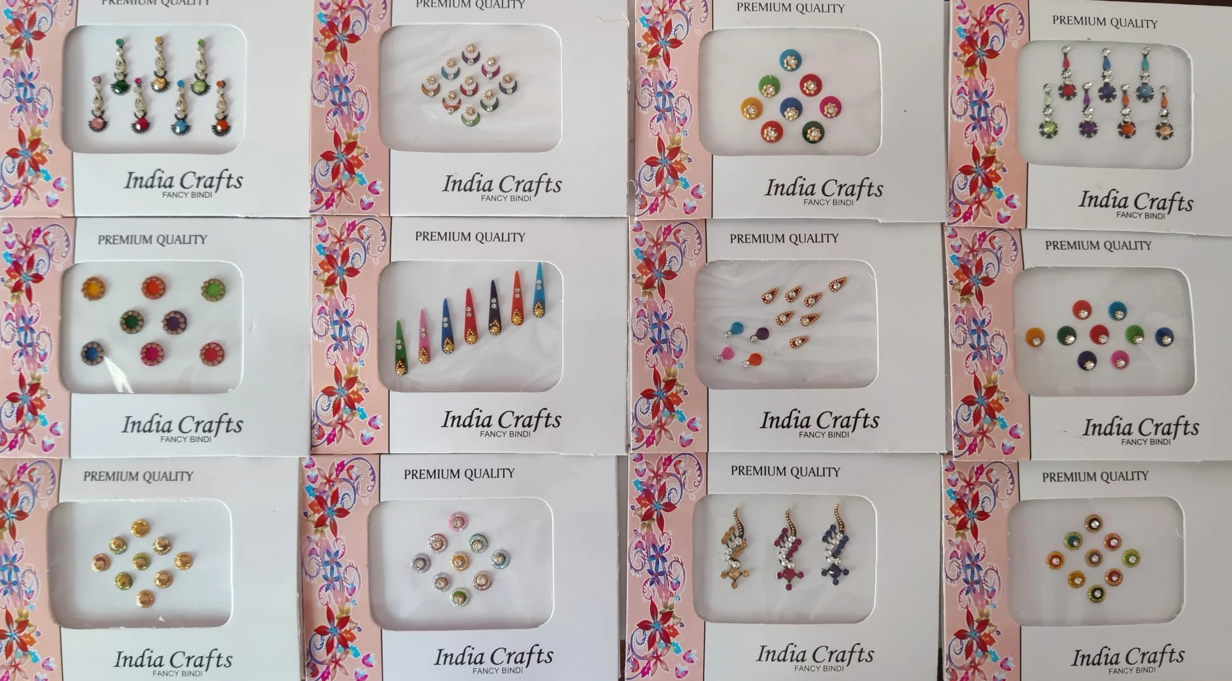 Bindi multicolori, gioielli indiani adesivi per il viso, tika per la fronte, 12 confezioni