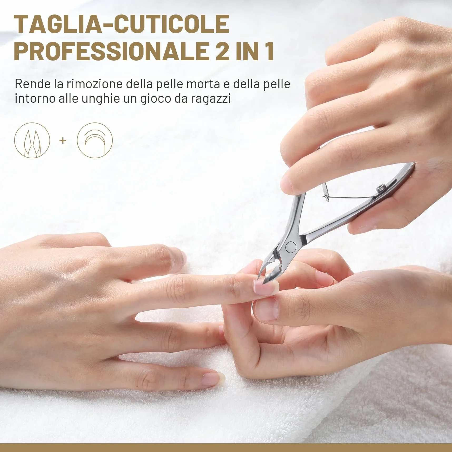 FERYES Tagliacuticole Professionale 2 in 1 Pinza per Cuticole 6 mm Acciaio Inossidabile