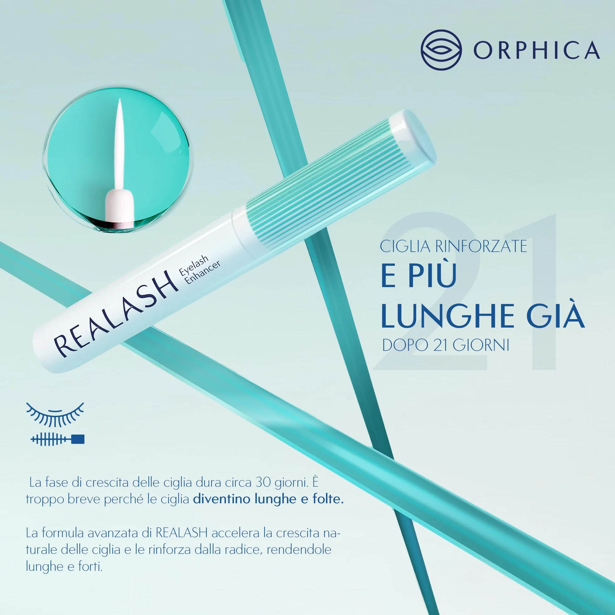 ORPHICA Realash Siero Ciglia Allungante 3 ml – Lash Serum Booster per Crescita Intensiva