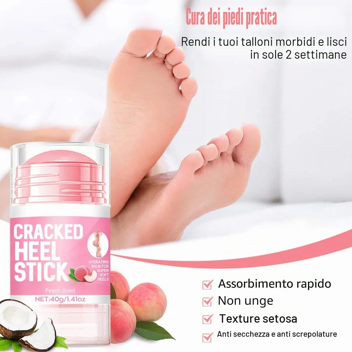 Baorder 2 pezzi Peach Scented and 60% Urea Foot Cream Set idratante Foot Cream, Repair Dry Skin, mani, talloni, gomiti e ginocchia, cura morbida e idratante per donne e uomini