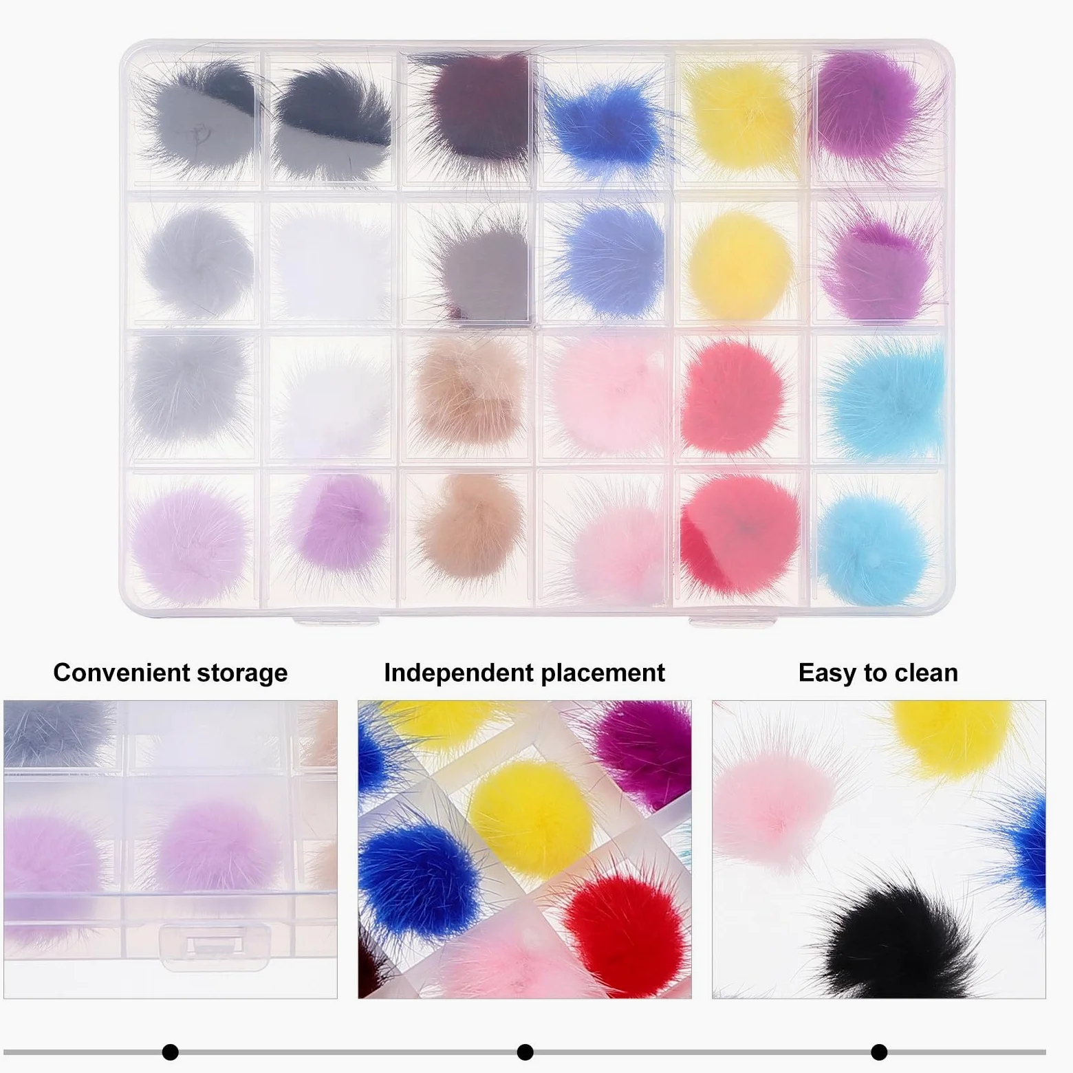 Kit Accessori Unghie 24 Pezzi Decorazioni per Nail Art Palle Soffici in Lana per Manicure Creativa Decorazione per Unghie Fai da Te