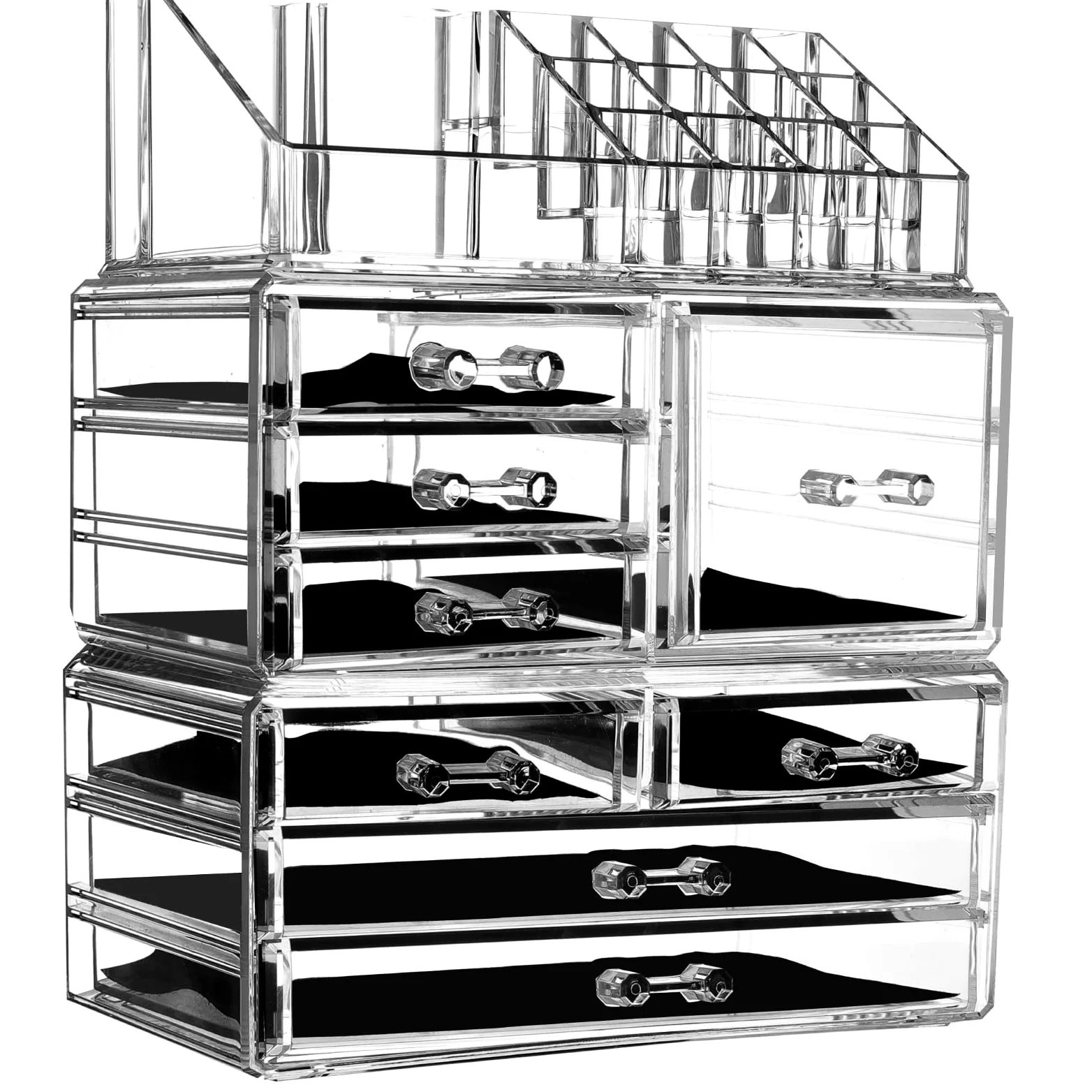 Cq acrylic Organizer per trucchi, organizer per trucchi e prodotti per la cura della pelle, con 8 cassetti per vanità, scrivania, bagno, organizer trasparente per cosmetici per la cura della pelle e