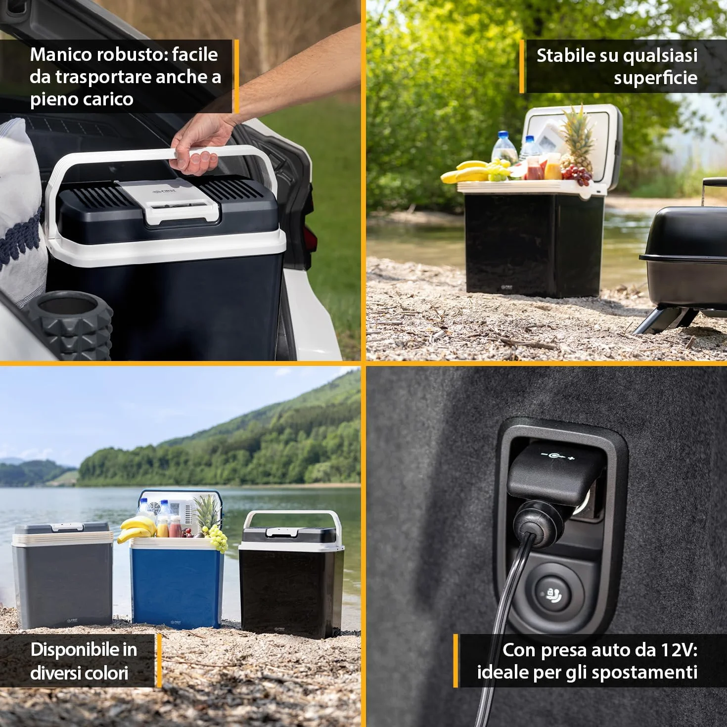 TZS First Austria Frigorifero portatile 24L 12V 230V termoelettrico raffredda riscalda Coolbox Nero
