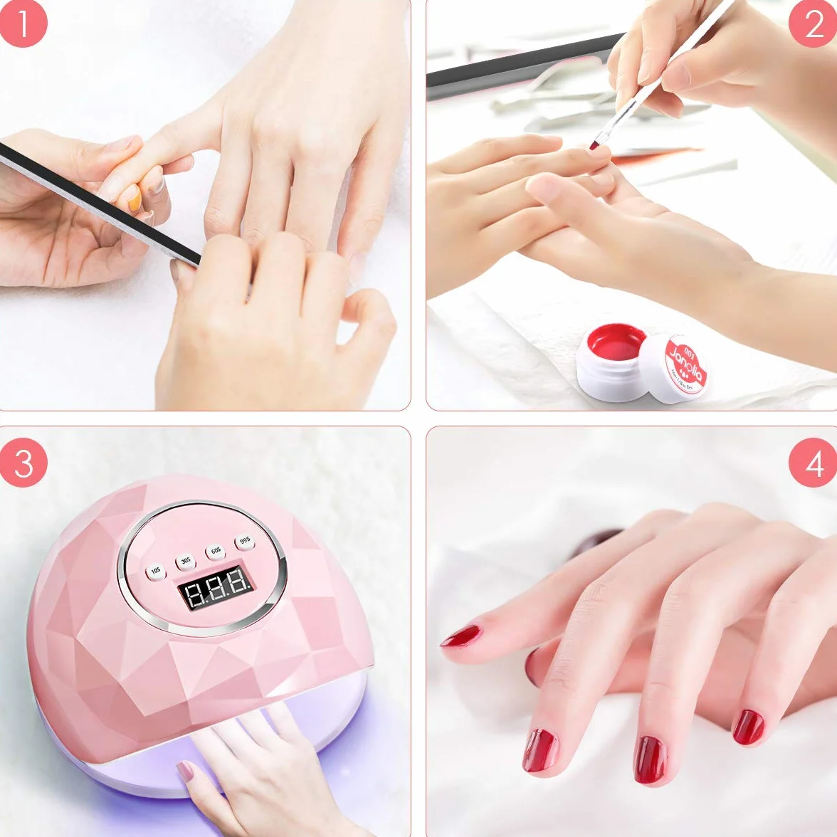 Janolia Lampada LED UV Unghie, 86W Professionale Fornetto Unghie Semipermanente per Manicure/Pedicure con Automatico Sensore, 4 Timers da 10/30/60/99S, Display LCD