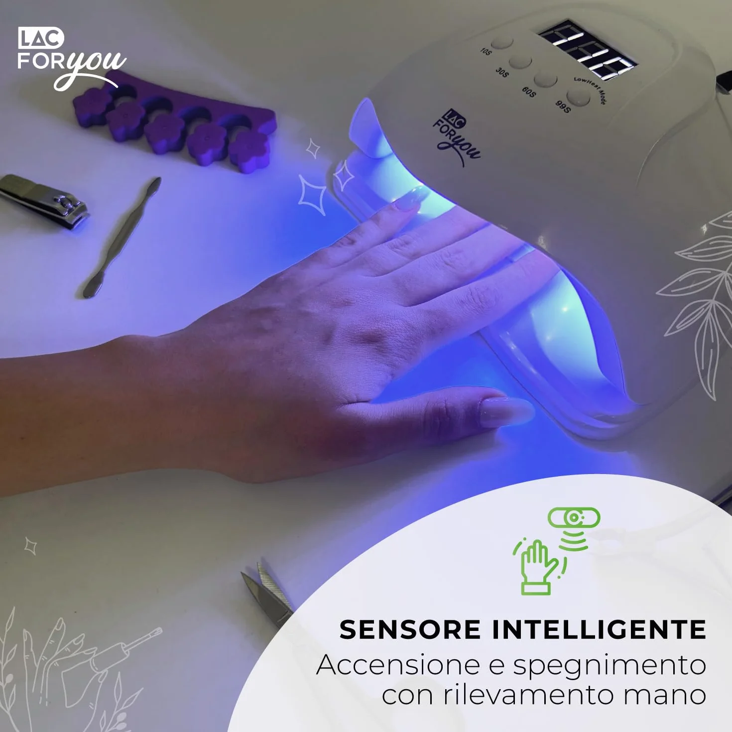 Lampada UV LED Unghie 36 LED 365+405nm Fornetto 4 Timer 10/30/60/99s Display LCD Base Rimovibile Asciuga Gel Semipermanente