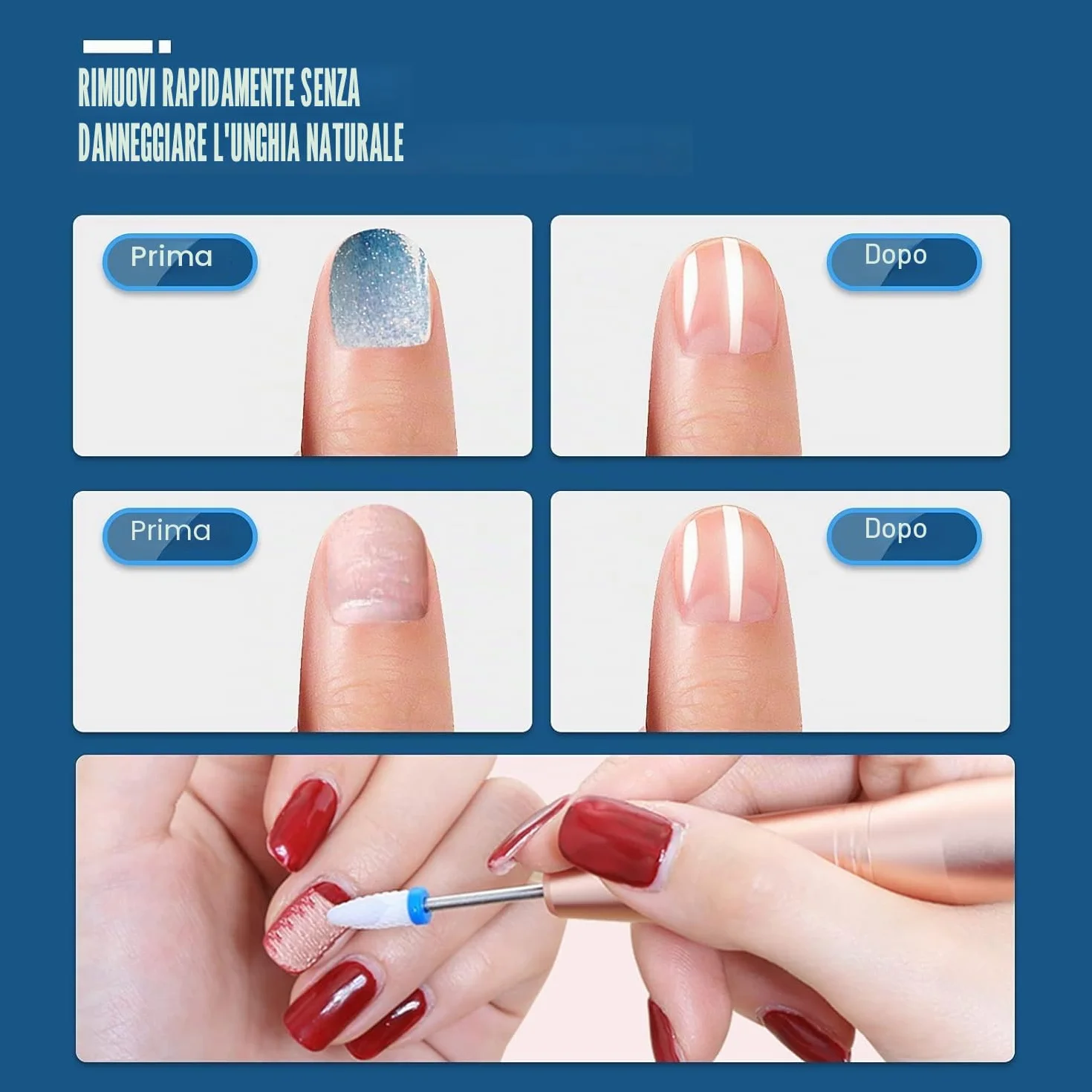 Set di 21 punte per trapano unghie, lima elettrica per cuticole diamantate 3/32 pollici, kit frese unghie in ceramica, strumenti nail art