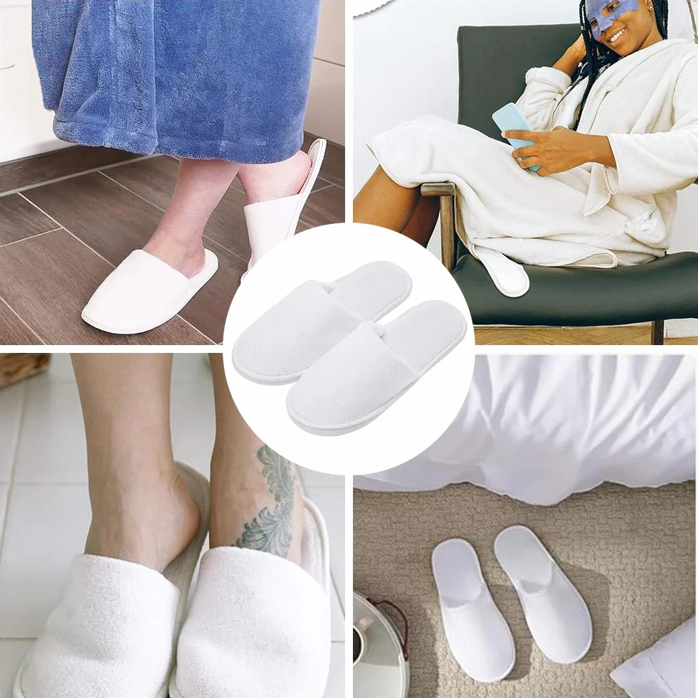 Pantofole SPAHotel Monouso, Ciabatte Ospiti, Pantofole Casa Confortevoli, 4 Paia, Bianco