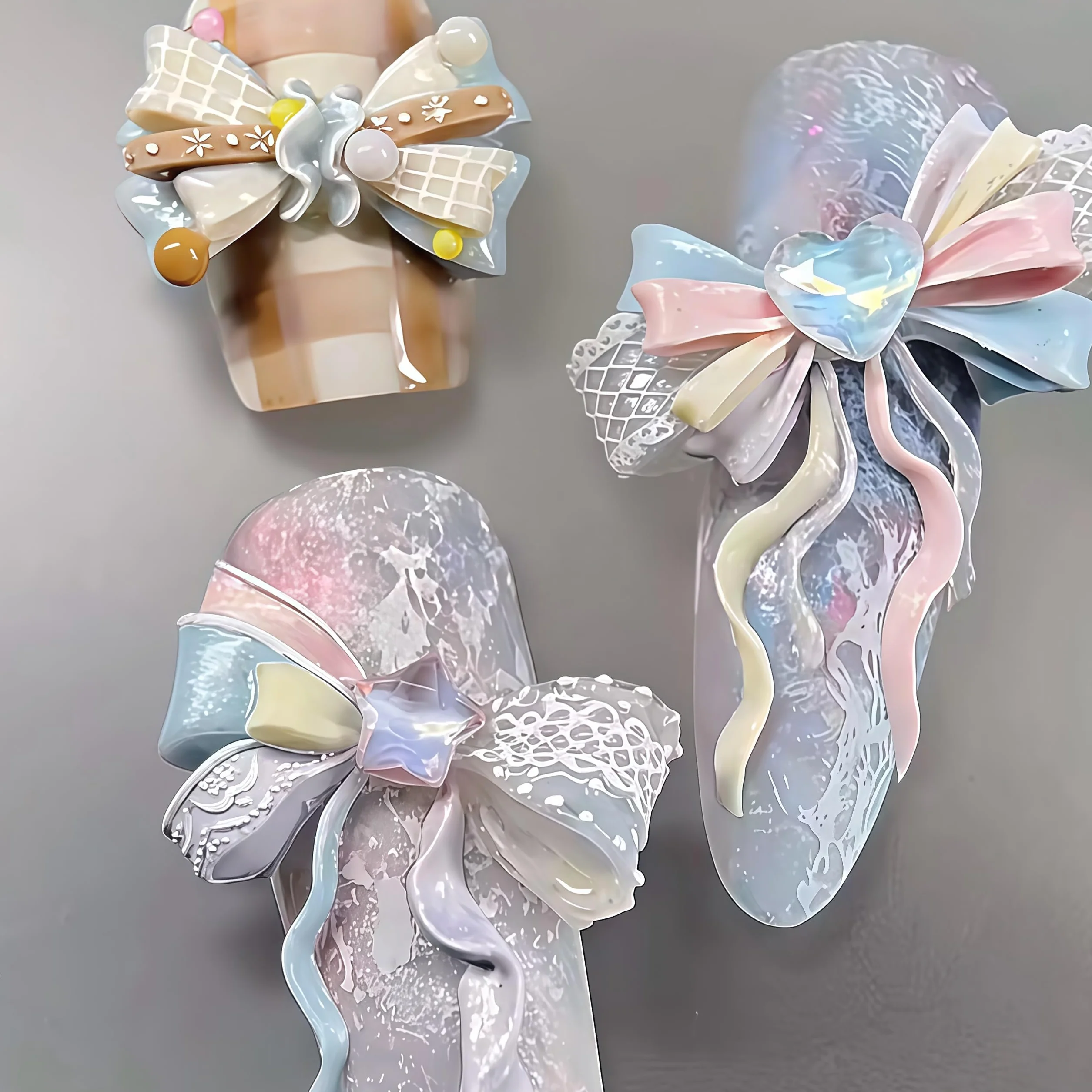 Accessori per Unghie Gel 3D Resina Forme di Rose Strumenti in Seta Fiocchi Farfalle per Nails