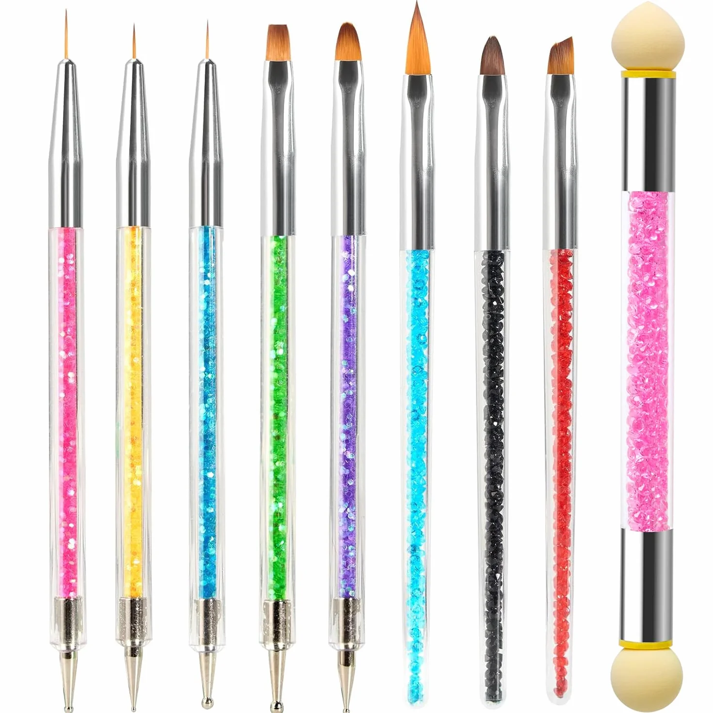 Nail Art Dotting Pen 8 pz doppia estremità con spazzola spugna per manicure french e gel UV