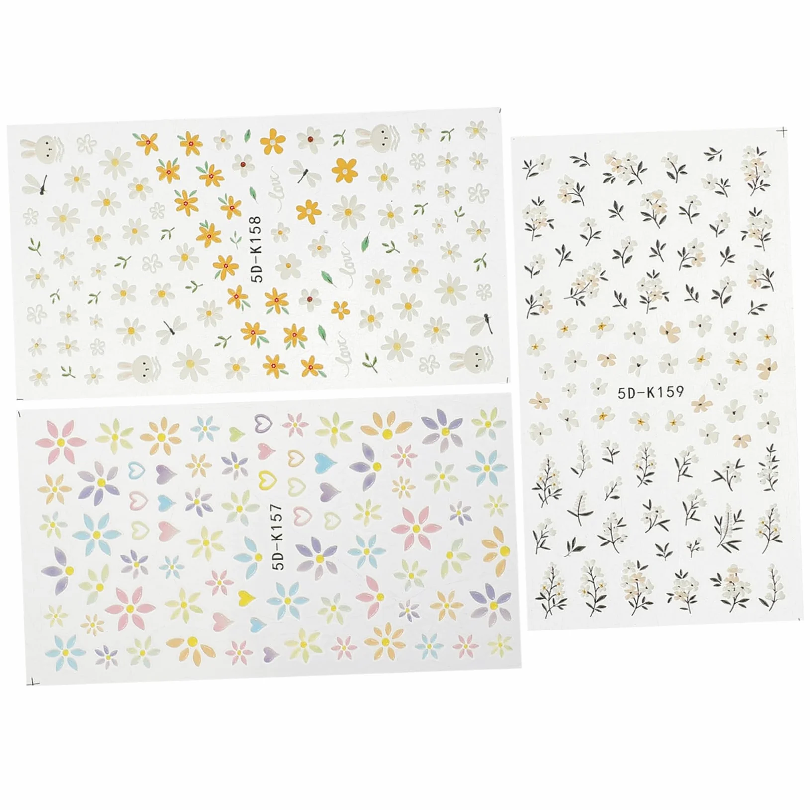 PACKOVE 12pezzi Nail Art Stickers Con Motivi Floreali Adesivi Decorativi Per Unghie Rilievo Perfetti Per Manicure e Occasioni Speciali