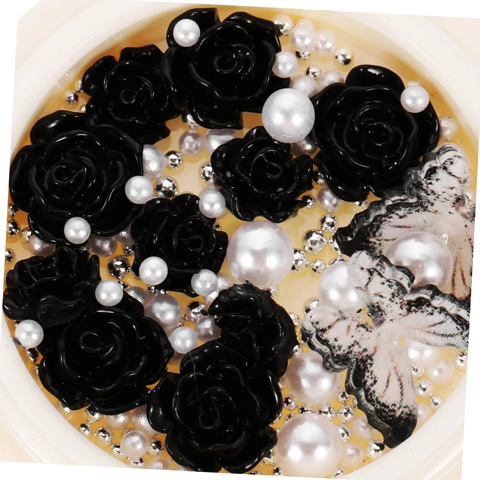 PLAFOPE 5 Set Di Ciondoli Per Unghie A Forma Di Fiore Gioielli Per Unghie in Resina Strass Per 4 Scatole * 5