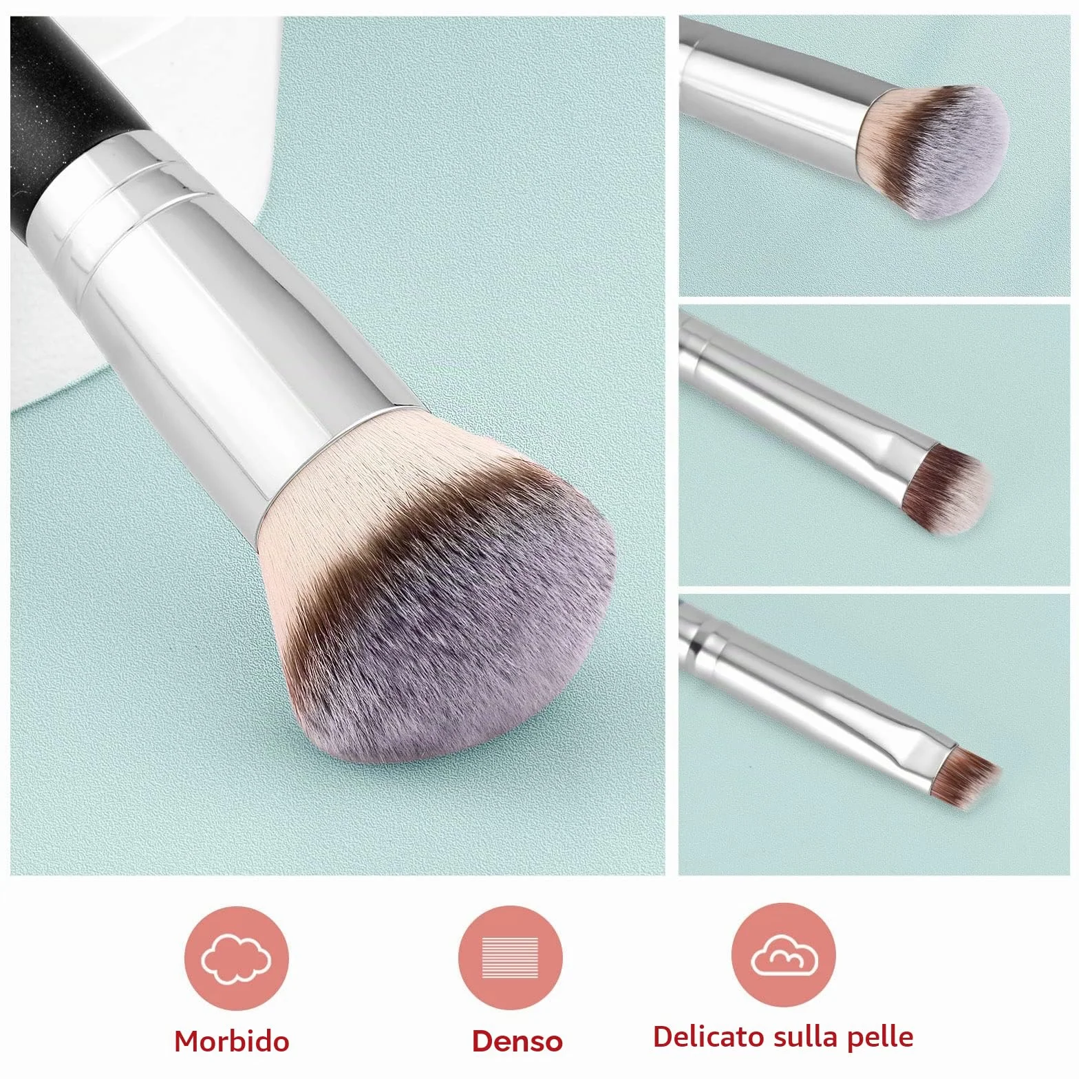Pennello Fondotinta Start Maker 2 pezzi Doppio Terminale 2-in-1 Kabuki Pennelli Make Up per Fondotinta Liquido, Cipria, Blush, Correttore, Ombretto, Contouring Viso Pennello Trucco