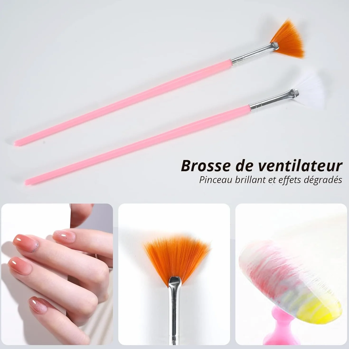 20 Pennelli per Unghie, Pennello per Gel con Punta Dotting, Pennello per Costruzione Gel UV, Pennello Sottile per Unghie Acrilico per Design Nail Art Fai-da-Te - Rosa