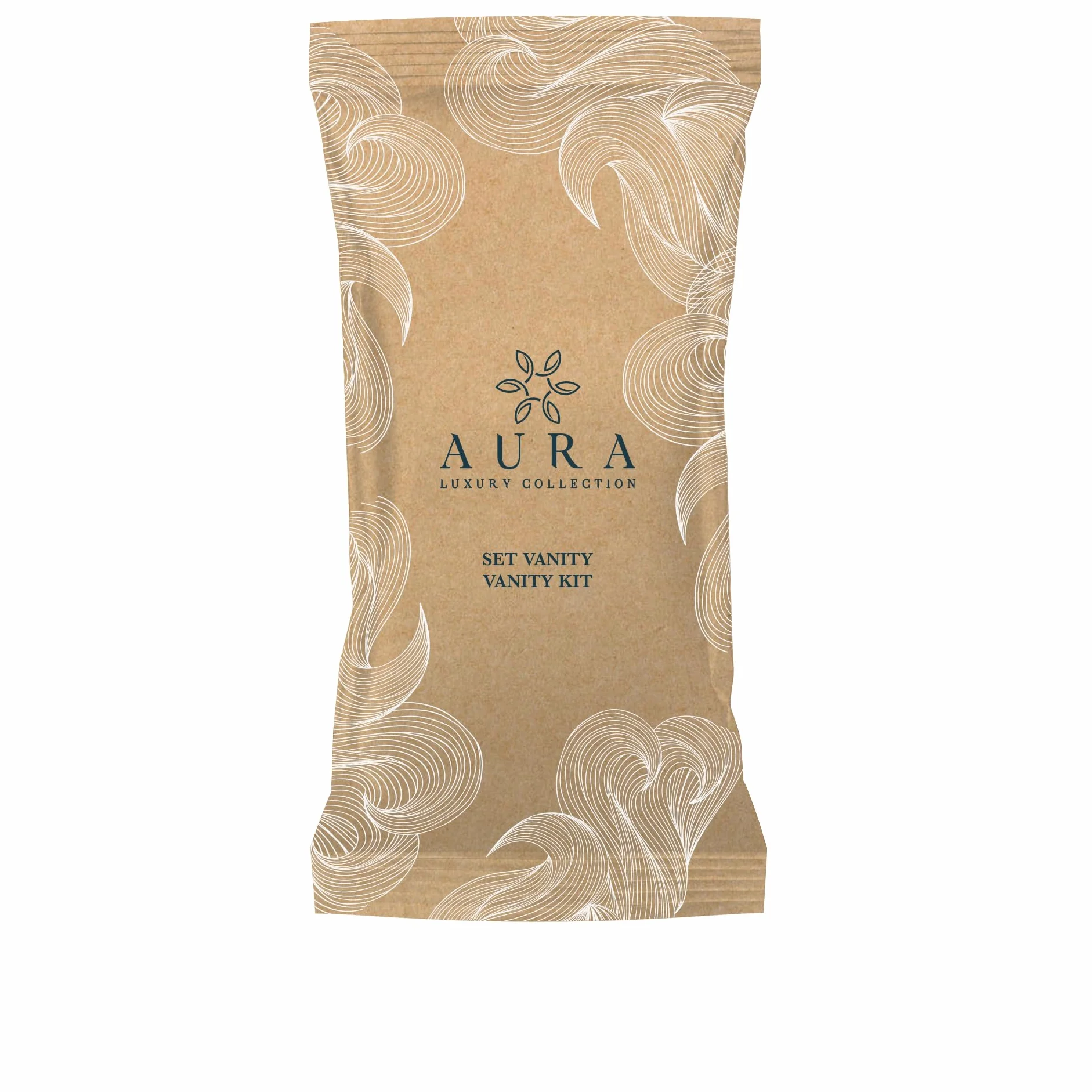 Aura Luxury Collection ® Set vanity confezionato in astuccio flowpack con una lima per unghie 2 dischetti struccanti in cotone e 4 cotton fioc bio (100)