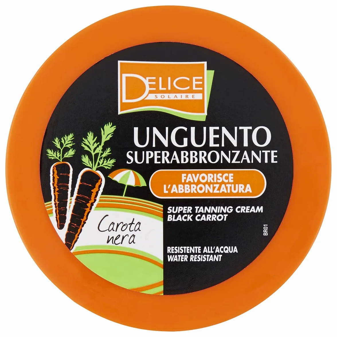 Delice Solaire Unguento Super Abbronzante, Carota Nera, Accelera Abbronzatura, Resistente all'Acqua, Dermatologicamente Testato - 150 ML