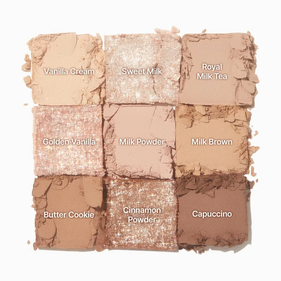 dasique Palette di ombretti n. 07 Milk Latte l Cruelty-Free l 9 tonalità sfumabili con finiture lisce, opache e brillanti con splendide perle