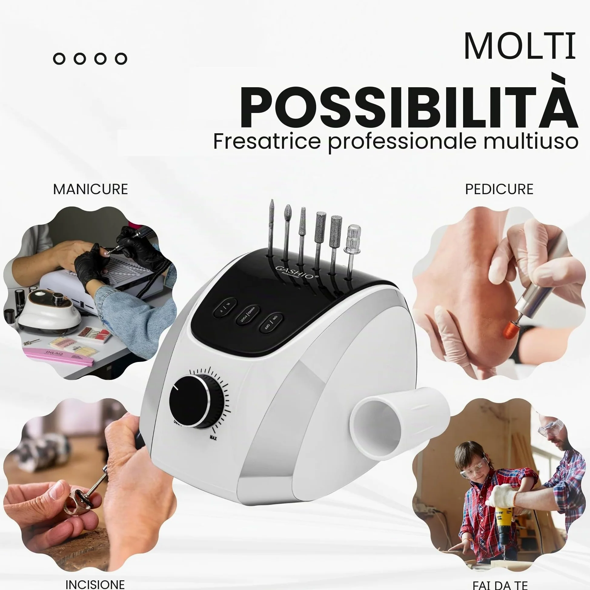 Fresa per unghie in gel | Nail Drill 65 W | Lima elettrica | Manicure Pedicure Set elettrico | Fresa per unghie con cavo | Fresa per unghie con pedale | Macchina per unghie | 35,000 giri/min