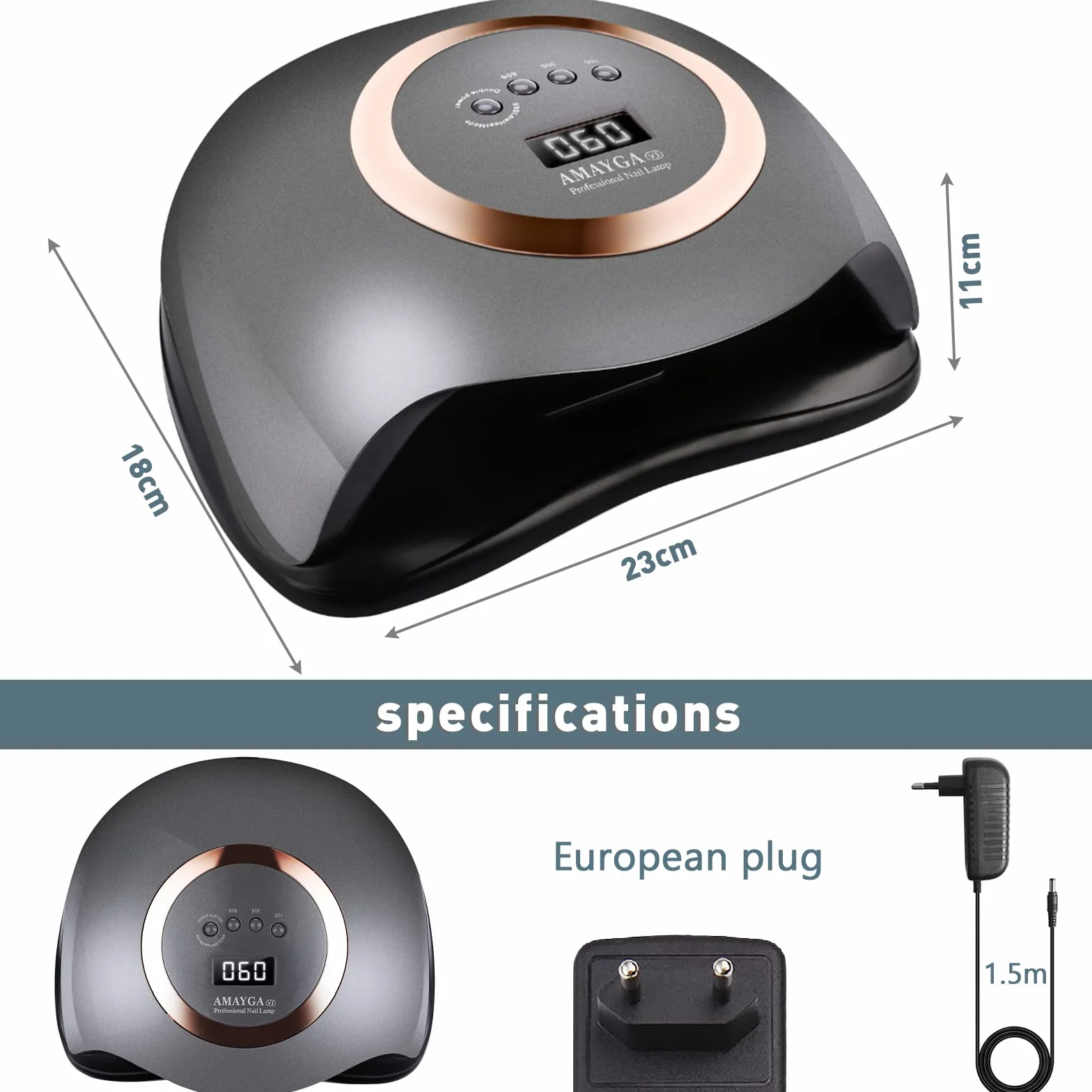 Lampada Unghie UV LED,168W Fornetto per Manicure/Pedicure Permanente Smalto Semipermanente 4 Timer con 10s/30s/60s/99s Display LED Automatico Sensore