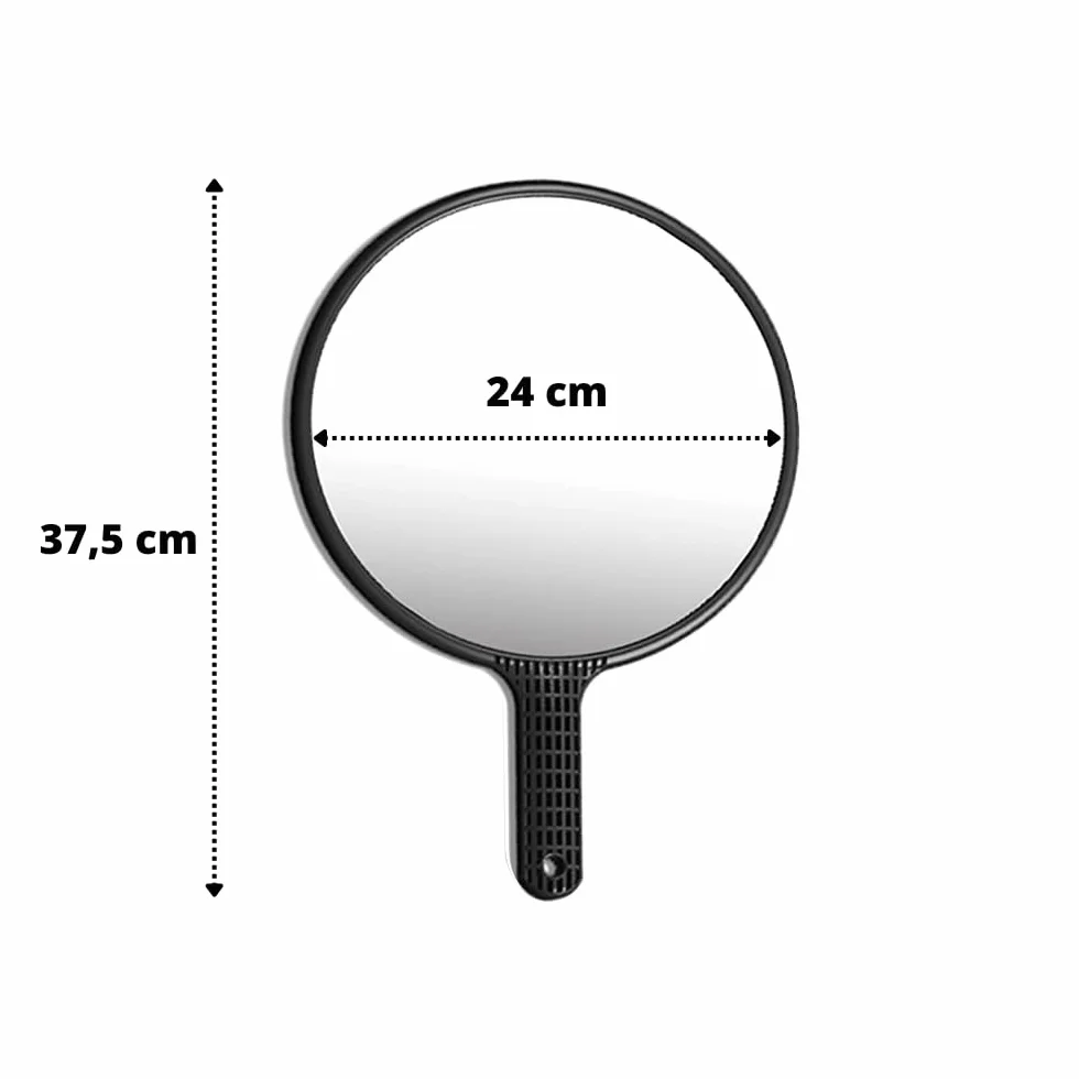 Specchio con Manico Rotondo Antiscivolo 24cm per Parrucchiere Barbiere Dentista Make Up Portatile