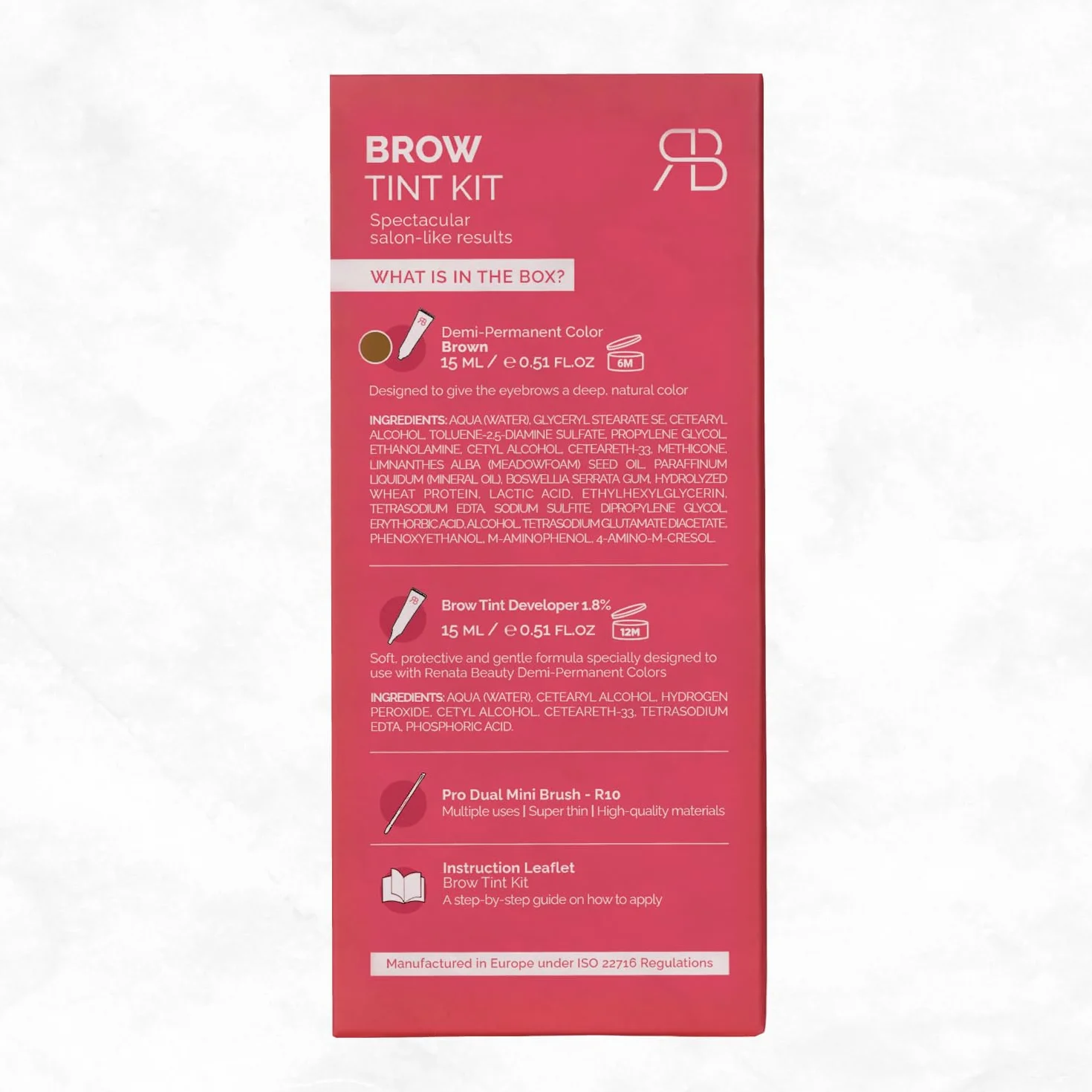 RENATA BEAUTY Kit Tinta Sopracciglia Semi-Permanente Marrone 20 Applicazioni