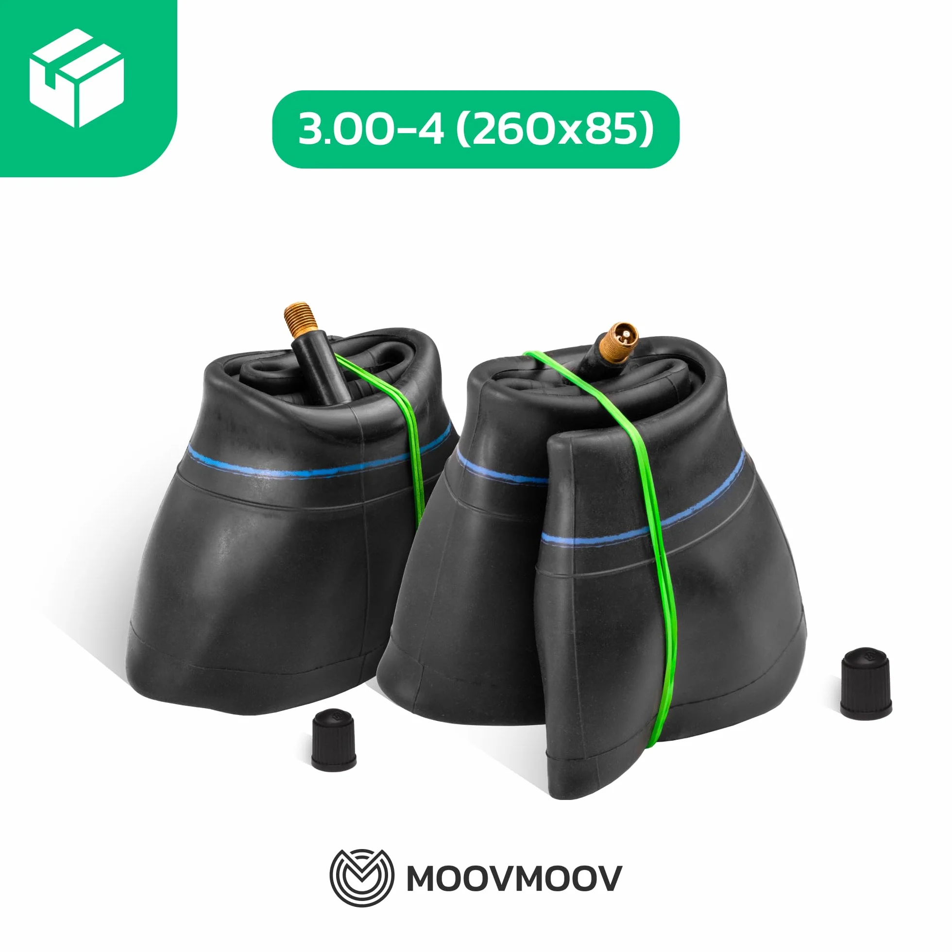 MOOVMOOV Camera d'Aria 3.00-4 Valvola Diritta TR13 (x2) - Camere d'aria di Ricambio 260x85 per Carrello, Rimorchio da Giardino