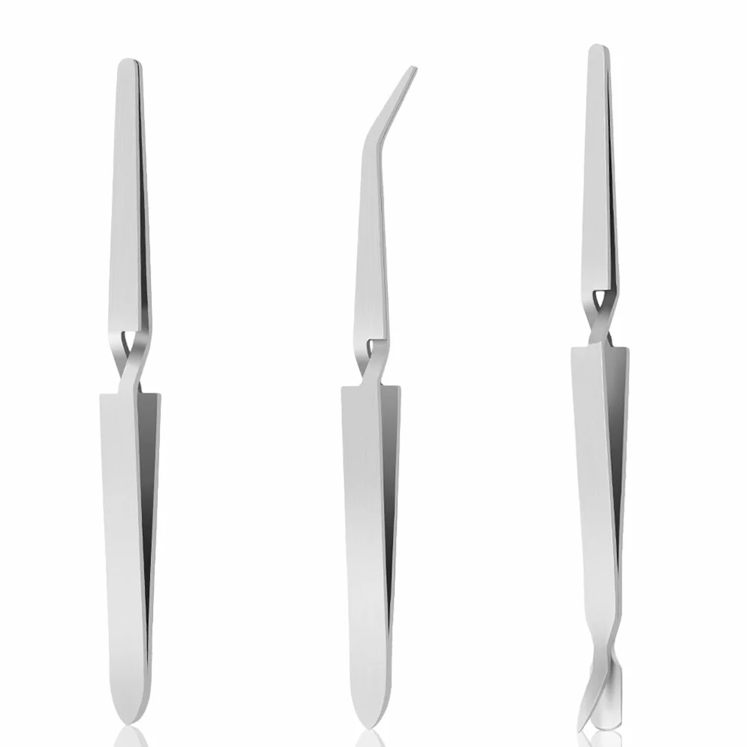 Pinze per Pinzette,3 Pezzi Inzette per Unghie,Pinzette per Ciglia,Pinzettes per Lavori Artigianali,per Gioielli, Nail Art, Elettronica, Riparazioni, Laboratorio