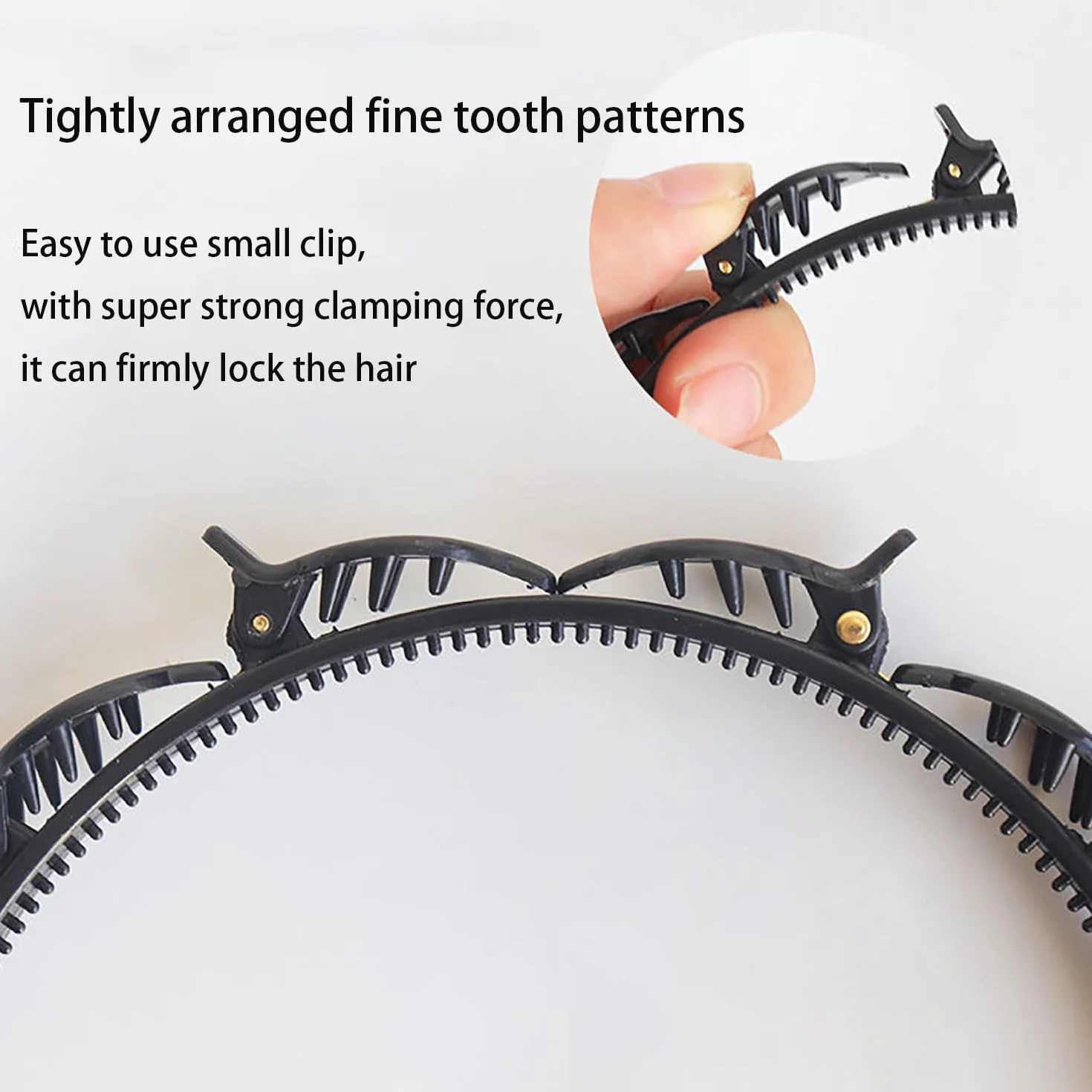 2 cerchietti per capelli con fermagli,Cerchietti con Clip, fermagli per capelli intrecciati, fermagli capelli, Cerchietto a Forcina 2 Pezzi,