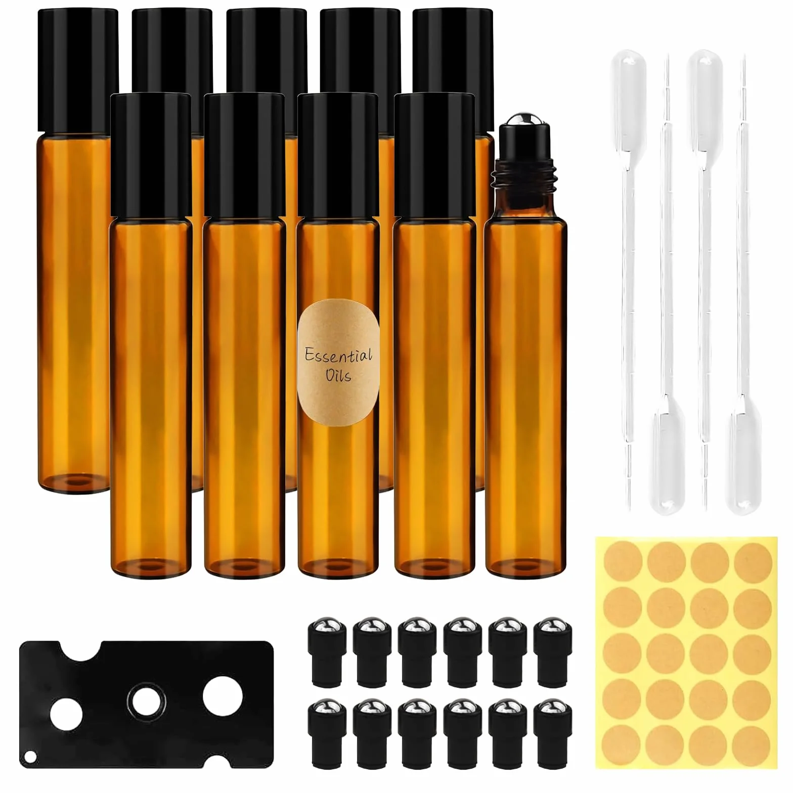 10 ml Marrone Bottiglie Vuote in Vetro, 10 Pezzi Bottiglie roll on per oli essenziali, Boccette Vetro con Sfera in Acciaio Inossidabile, per Aromaterapia, Profumi, Oli Essenziali e Cosmetici