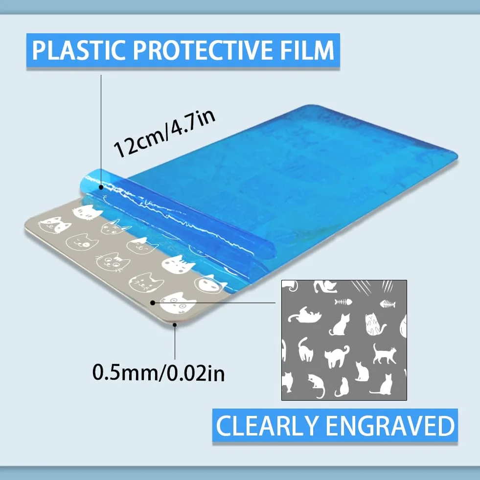 PH PandaHall 3 pz Piastre per Unghie A Forma di Gatto Stencil per Nail Art con Artigli di Gatto Modello per Unghie A Zampa Piastre per Immagini per Manicure A Spina di Pesce Stampini per Nail Art