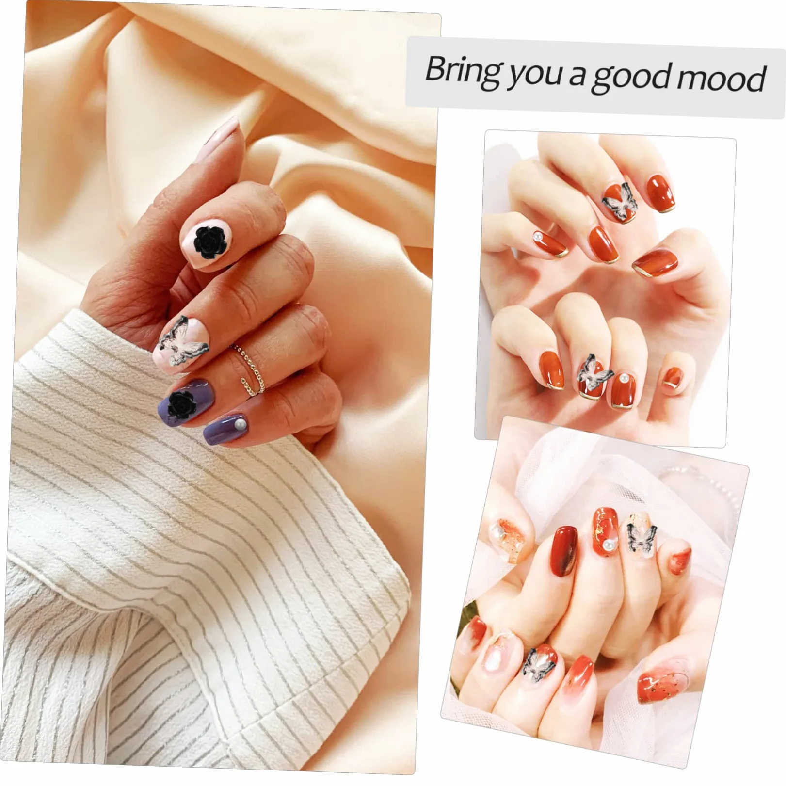 SHERCHPRY 5 Set Shinestone Di Nera Strass Ciondoli Per Unghie Decorazioni Unghie Shinestones Di Nail Art Gemme E Gioielli Incantesimi Unghie Di Rinestone Di Fiori Resina 4 Scatole*5