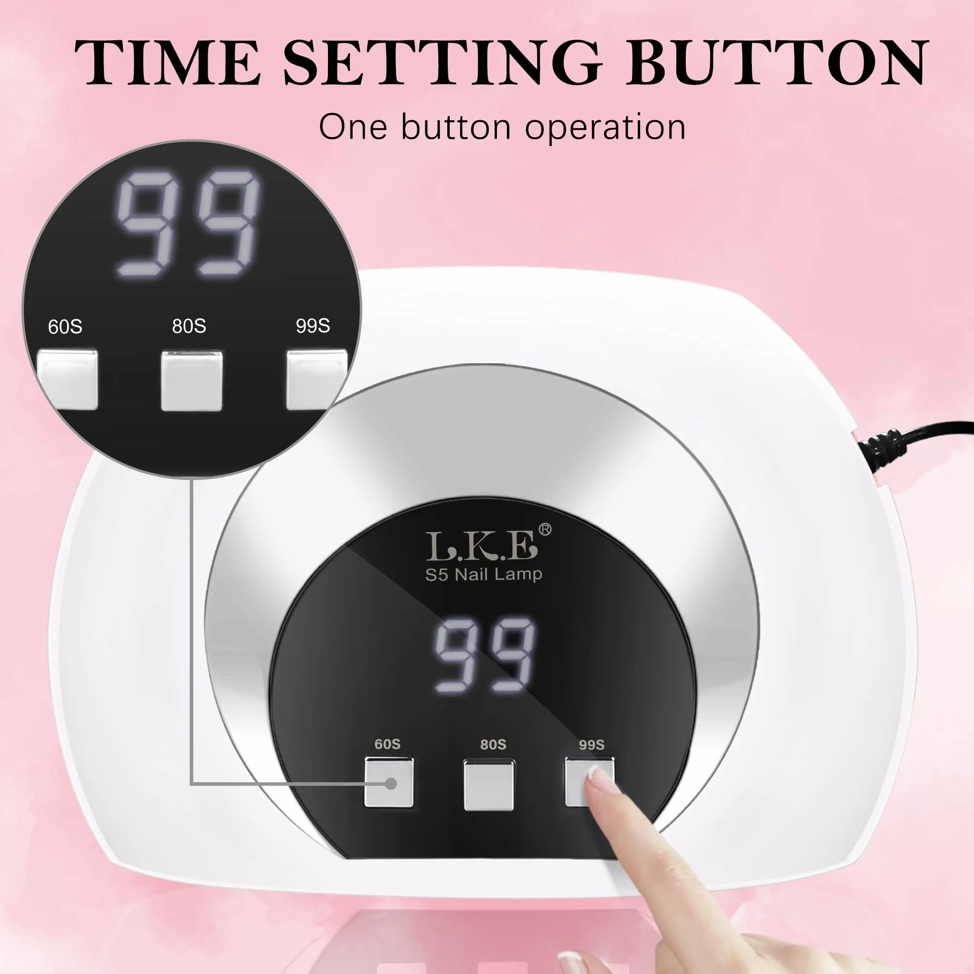 LKE Lampada UV LED Unghie 54W Sensore Avvio Automatico 3 Modalità Timer Display LCD