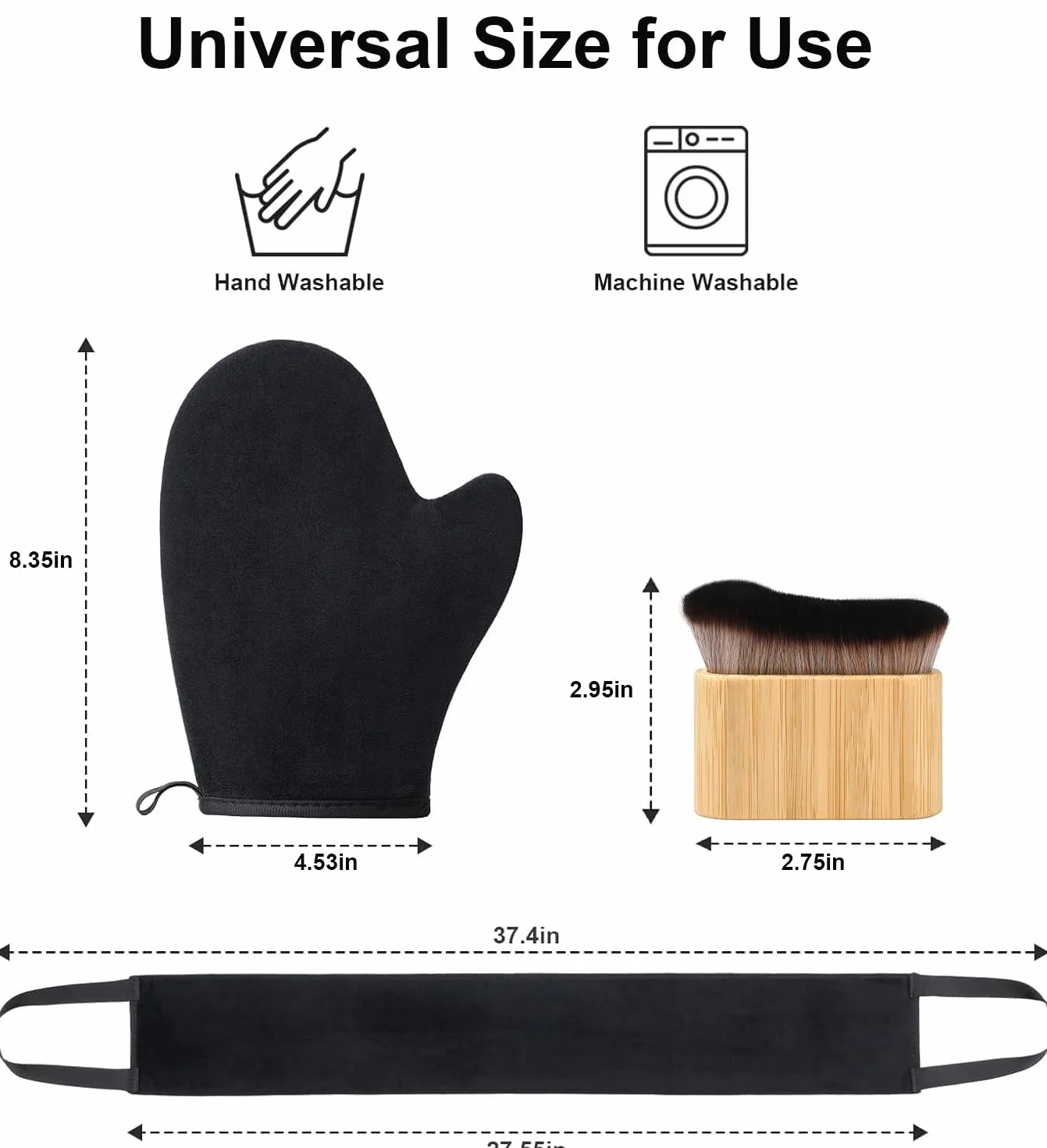 3 in 1 Kit Guanto Autoabbronzante Guanto per Autoabbronzante Self Tanning Mitt Applicatore Abbronzatura Spalma Crema Schiena Pennello Autoabbronzante Guanti Applicatore Crema Schiena