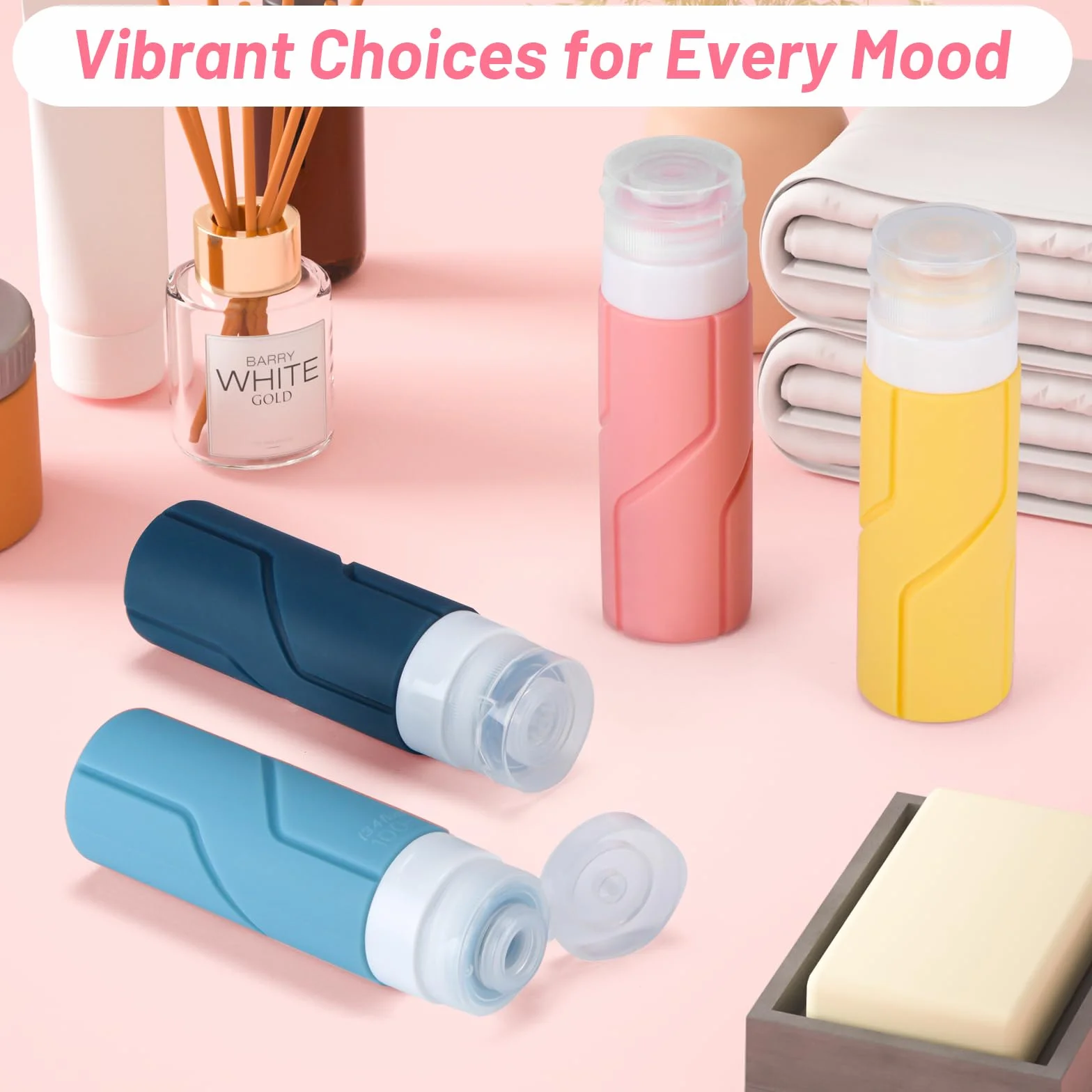 Alyvisun 4 Pezzi Flaconi da Viaggio in Silicone Ricaricabili 100ml per Shampoo, Lozione, Cosmetici