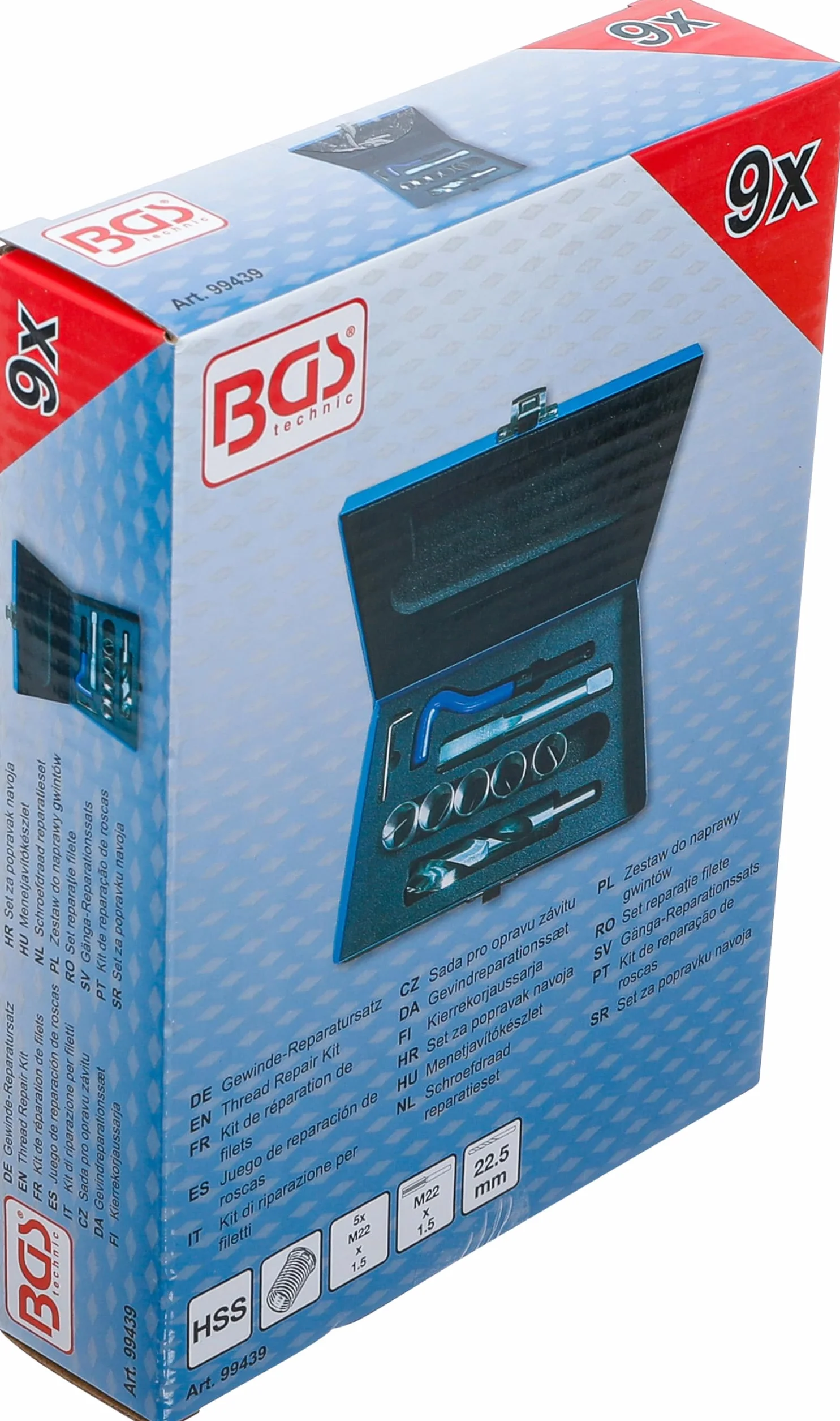 BGS 99439 Kit di riparazione per filetti M22 x 1,5 9 pz.