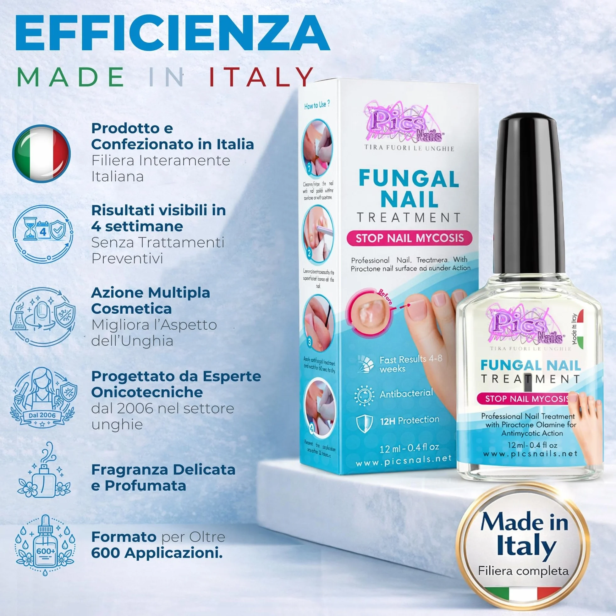 Antimicotico Micosi Unghie Piedi e Mani 12 ml - Trattamento Micosi del Piede e della Mano