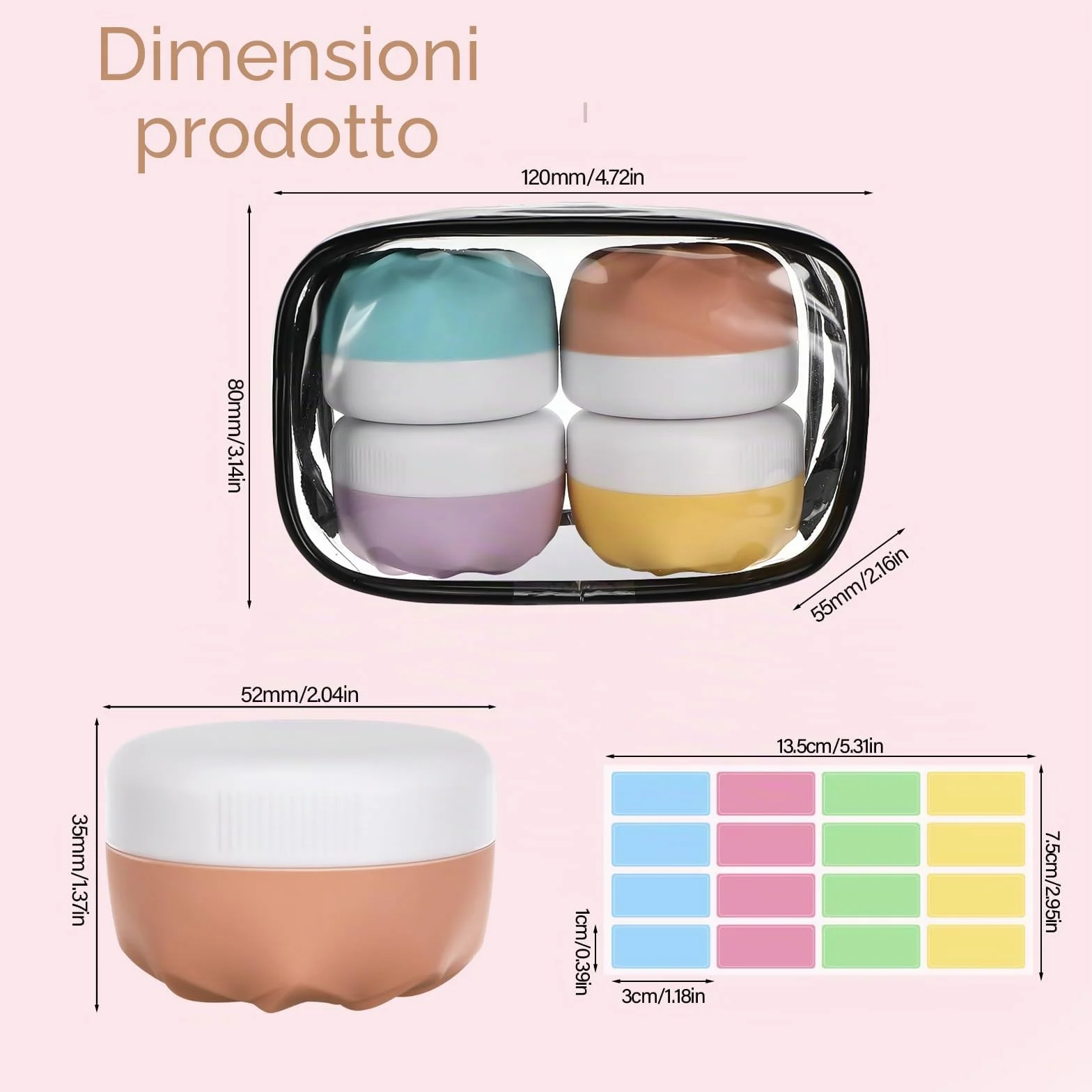 Pavlleen 4 Pezzi vasetti per crema da riempire, 30 ml Barattoli per Crema in Silicone, con bustina trasparente, accessori da viaggio/accessori da viaggio, per cosmetici, creme, lozioni