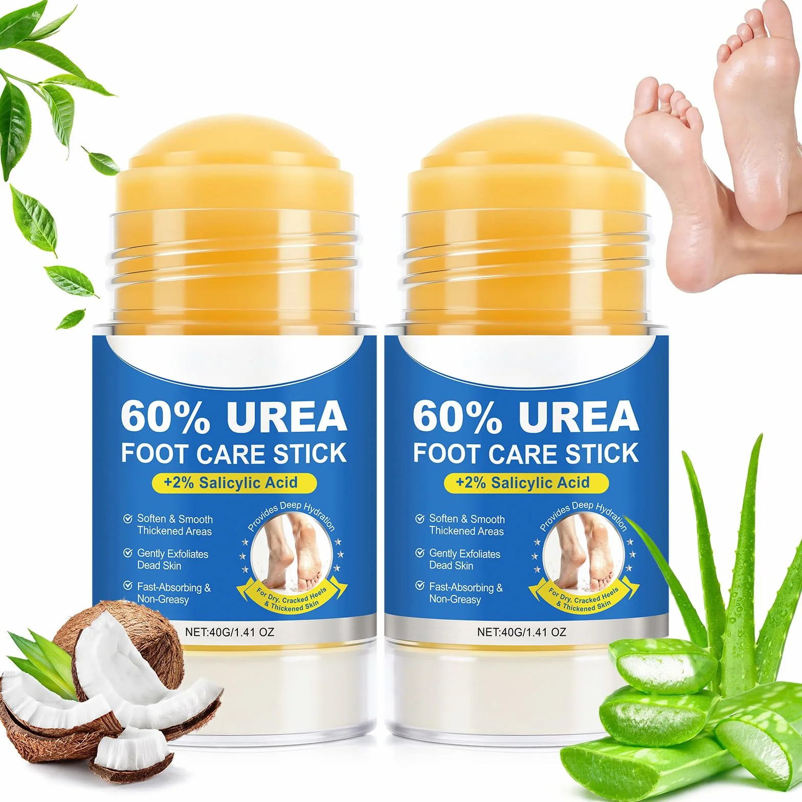 Crema Piedi Urea 60% 40g (2 Pezzi) Idratazione Profonda Pelle Ruvida