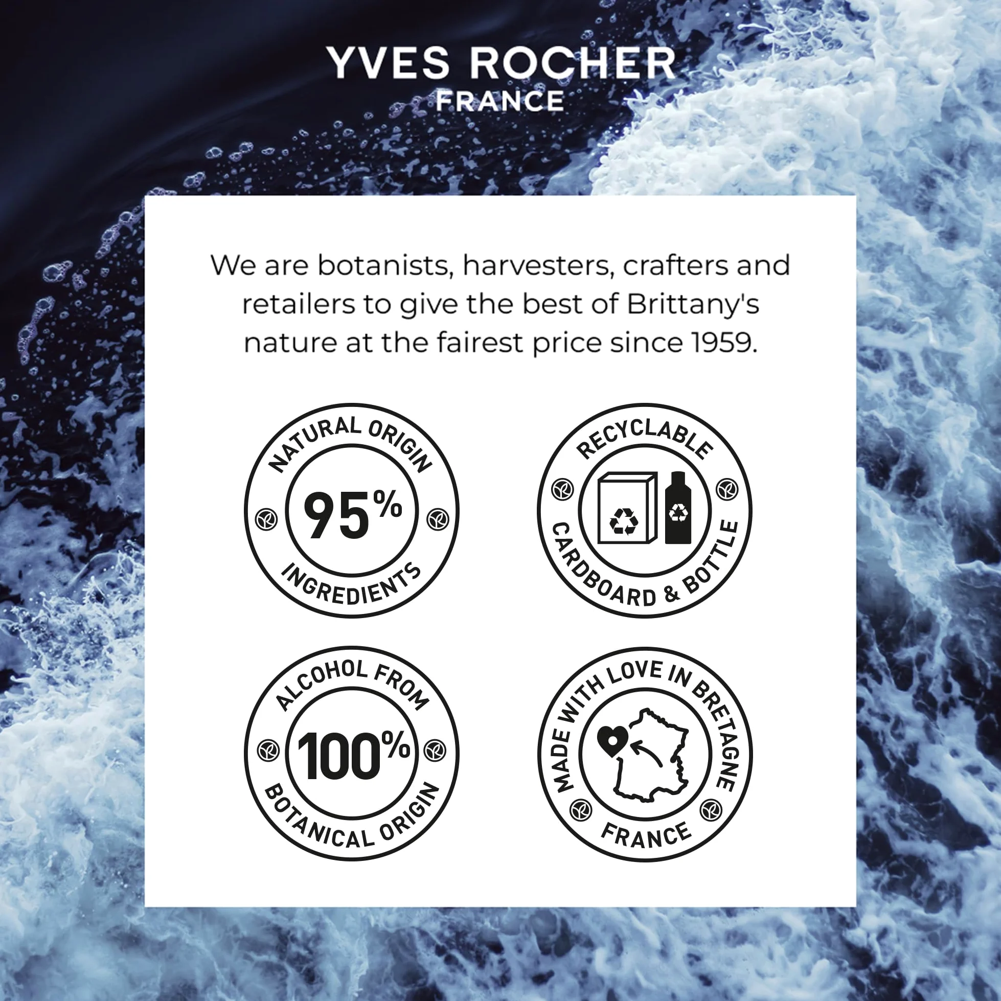 Yves Rocher GRANIT BLEU Eau de Toilette Vaporizzatore 100ml | Bergamotto e alghe della Bretagna - Profumo con note di vetiver di sabbia - regalo per uomo