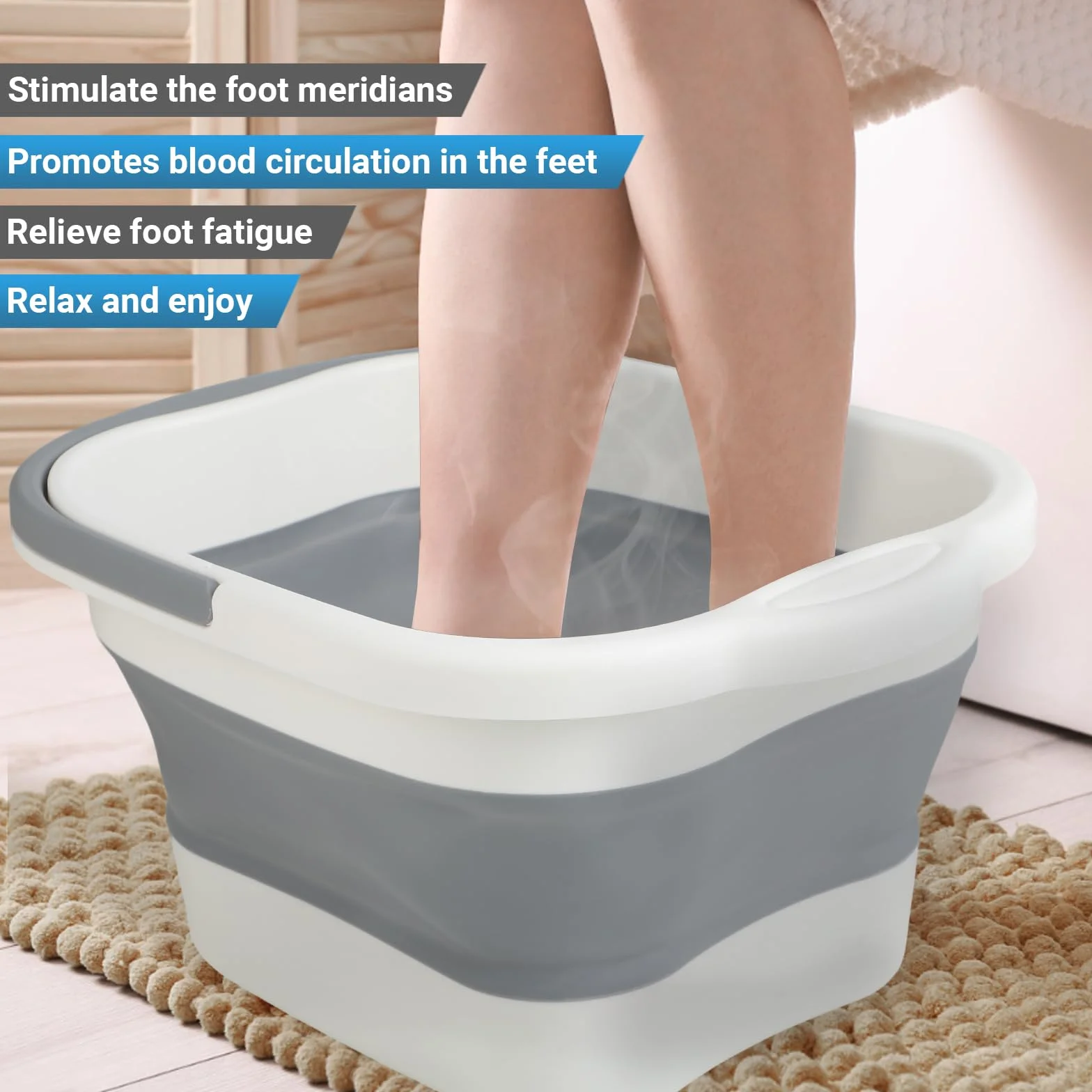 Bacinella Pediluvio - Bacinella Pieghevole - Vaschetta Pedicure, 15 L, TPE ad Alte Prestazioni, 480 Punti Massaggio, con Maniglia, Pieghevole, per Relax, Pediluvi, Cura Piedi, Lavaggio Auto, Pesca