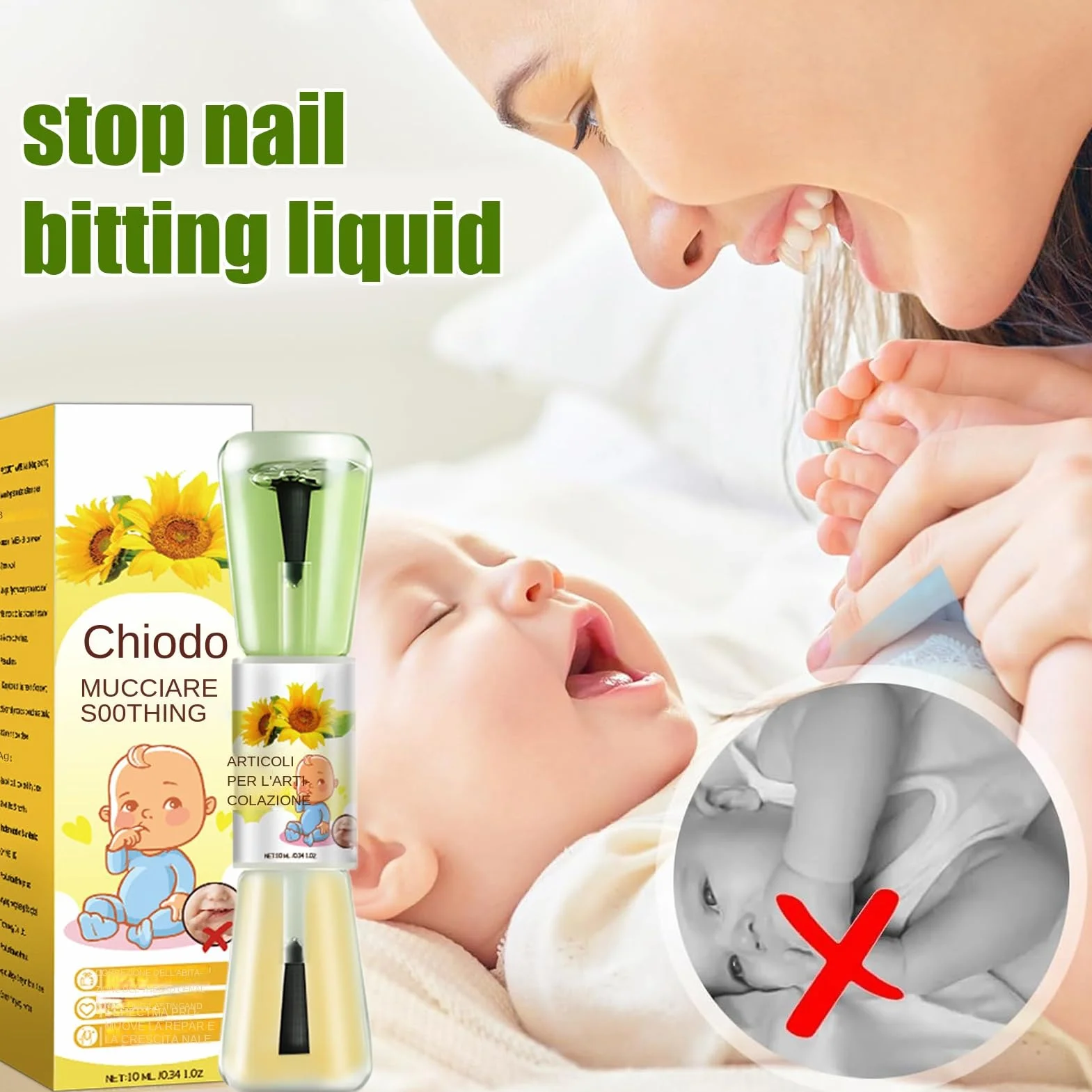 Smalto Per Unghie Toddler 10 Ml - Smalto Liquido Per La Cura Delle Unghie Al Gusto Amaro Alle Erbe, Smalto Per Prevenire Il Morso Delle Unghie Dei Bambini | Uso Giorno E Notte Per Bambini