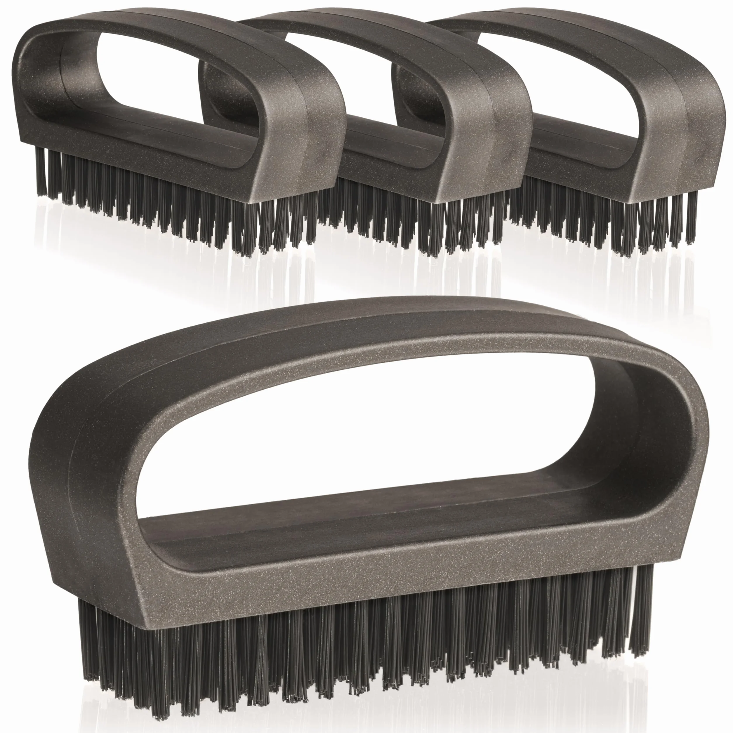Hausfelder Set 4 spazzole unghie con manico nero antracite