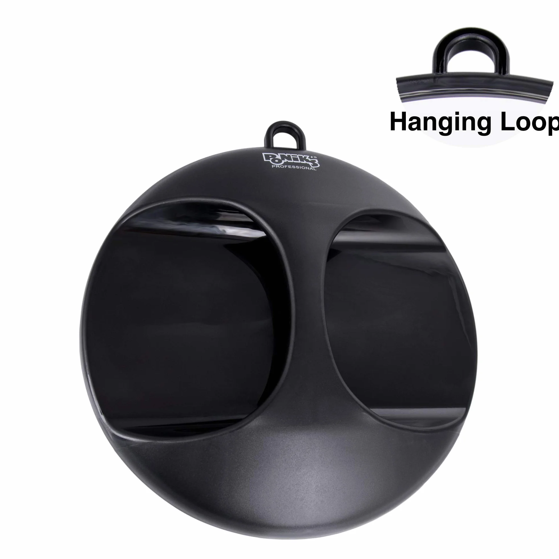 PONIK'S PROFESSIONAL - Specchio da parrucchiere portatile nero professionale per parrucchiere da salone, 28 cm, rotondo