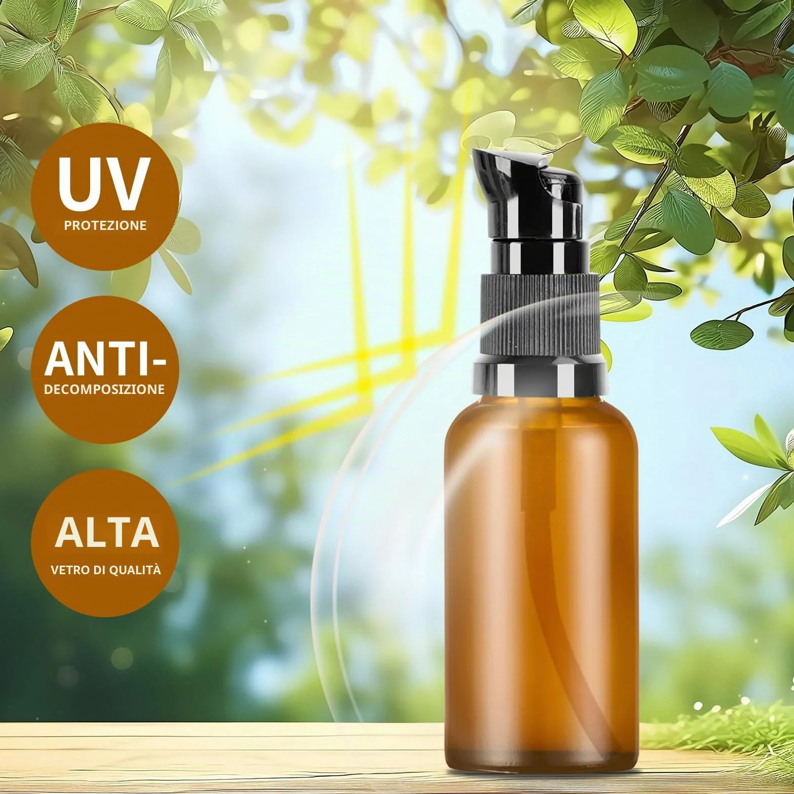 8 Pz Flaconi da Viaggio 30 ml, Bottiglie di Vetro Vuote Marroni, Dispenser Pompa in Vetro, Pompa Bottiglie da Viaggio in Aereo per Lozione Cosmetici Crema Shampoo Liquidi, con 4 Imbuti (8)